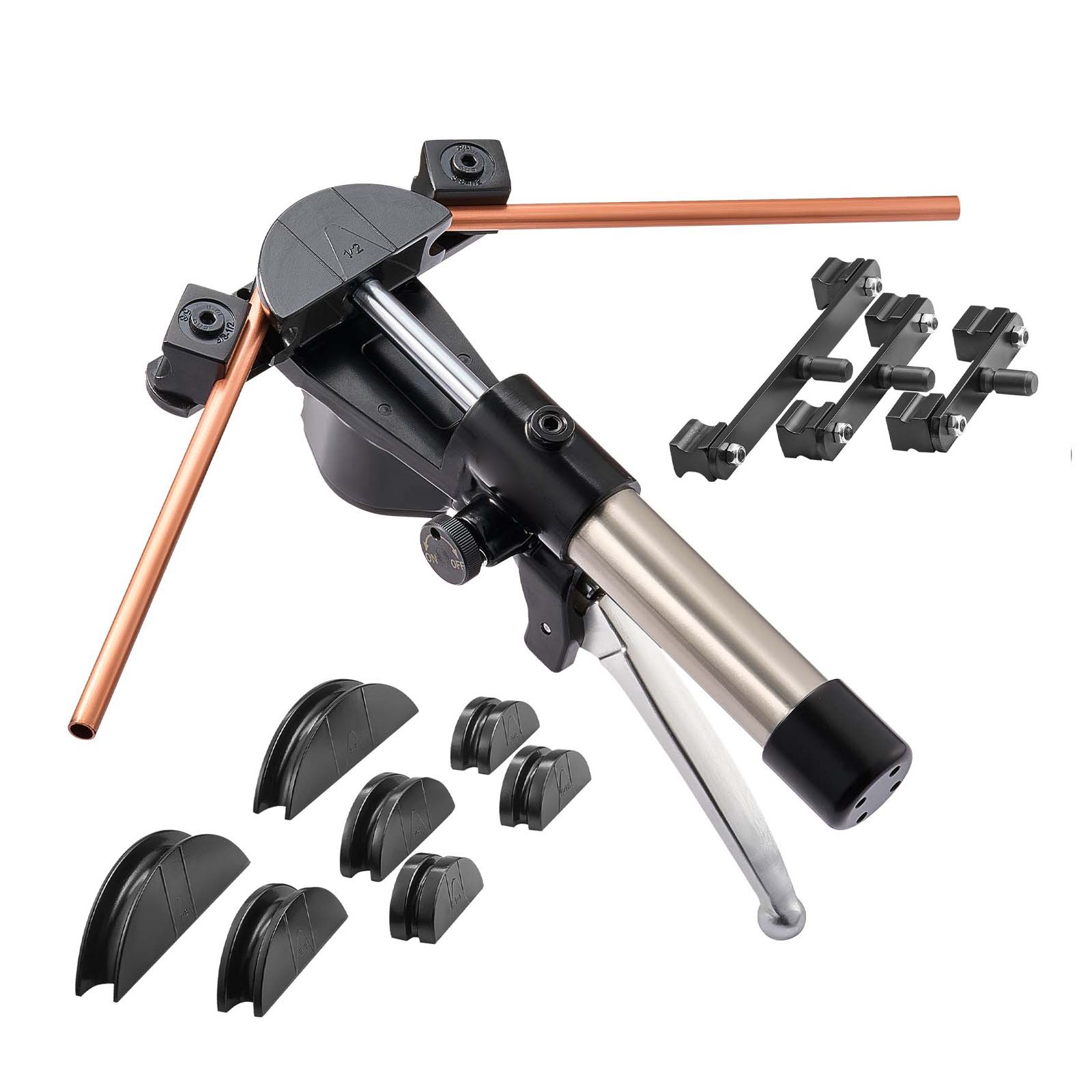 Hydraulische Rohrbiegemaschine Für Rohre, 6 Bis 22 Mm, Kupfer Und Stahl, Satz Mit 7 Aluminiumlegierungs-biegebacken, 90°-biegung, Hlk-werkzeug Für Klimaanlagen, Kältetechnik Und Automobilindustrie.