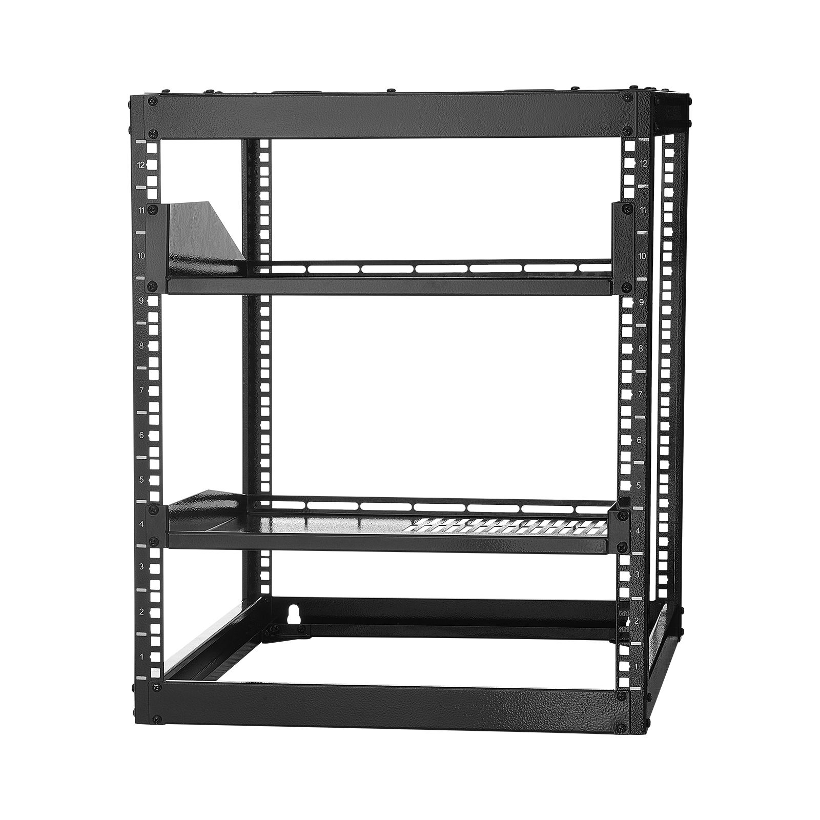 Offenes 12u-netzwerk-rack, 585 Mm Tief, Zur Wand- Oder Bodenmontage, 4 Stabile Ständer, Mit Belüfteten Regalböden Und Schrauben, Geeignet Für Alle It-, Netzwerk- Und Av-geräte.