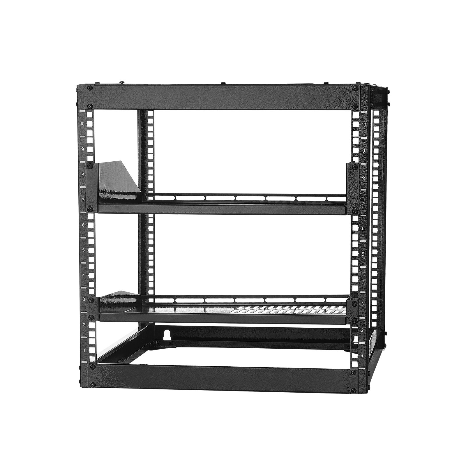 10u Offenes Rack-gestell, 585 Mm Tief, Wand- Oder Bodenmontage, 4 Stabile Ständer, Mit Belüfteten Regalböden Und Schrauben, Für It- Und Av-netzwerkgeräte.