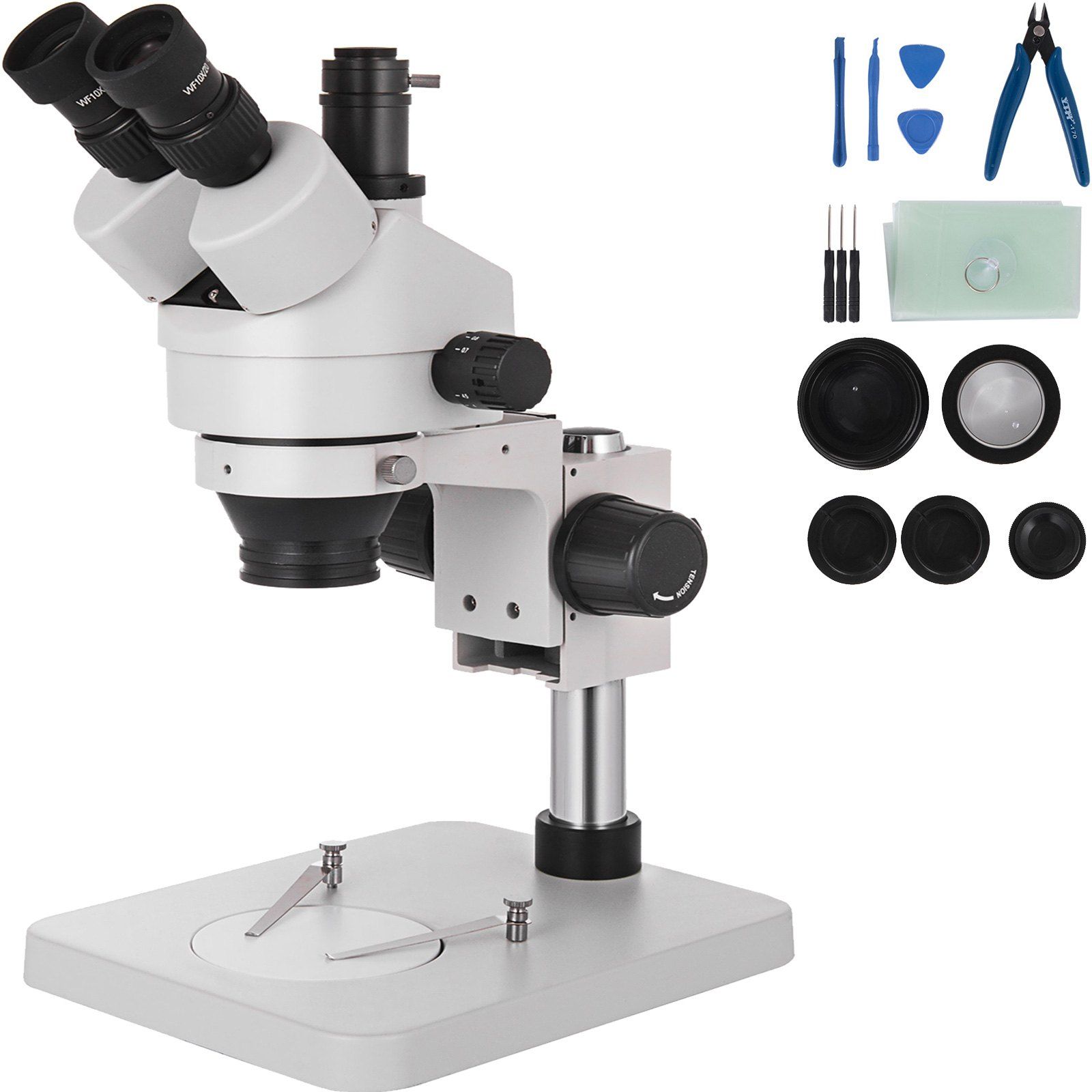 Trinokulares Stereomikroskop 3,5x-90x Mit 360°-drehung Und Säulenstativ
