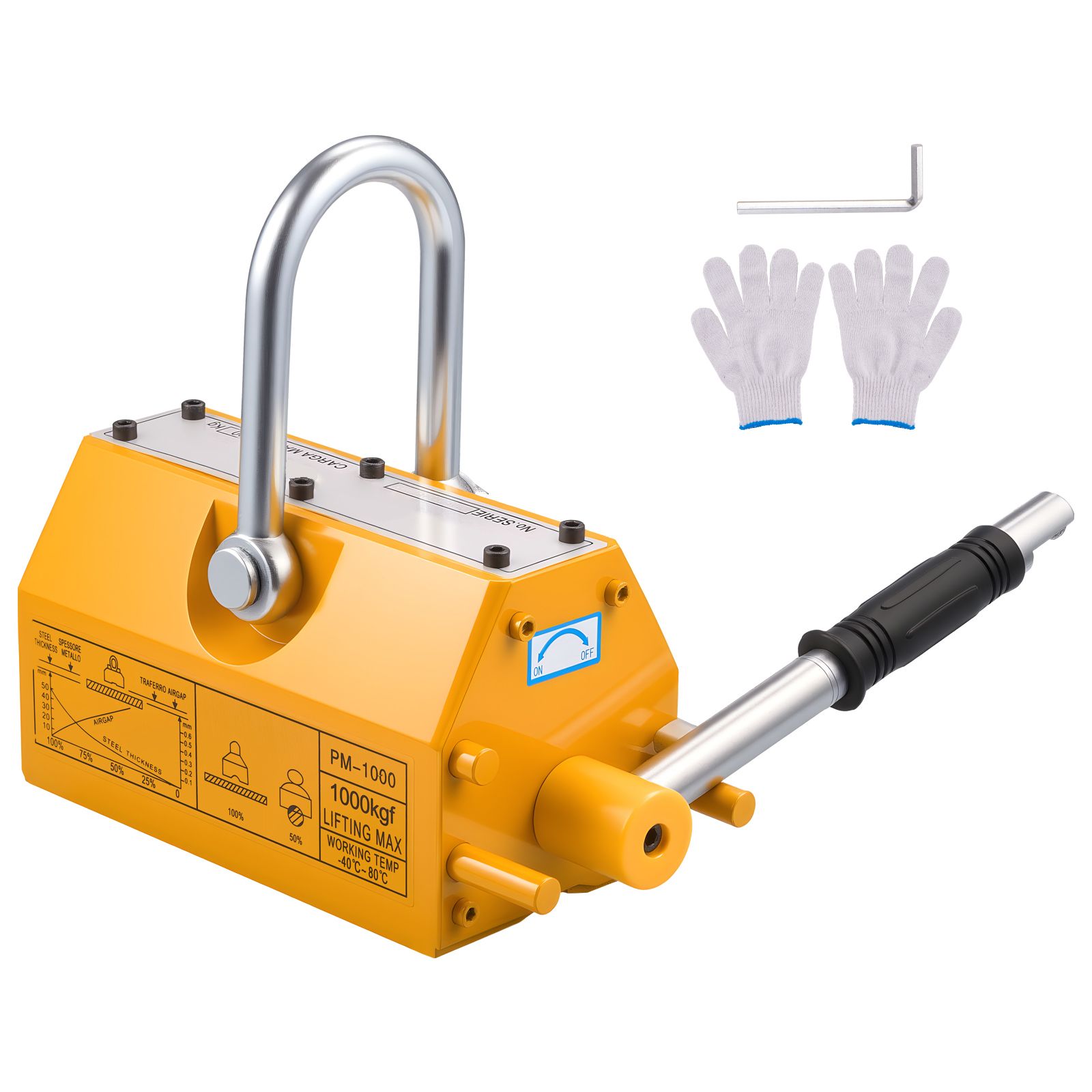 Permanenter Hebemagnet Mit Einer Tragfähigkeit Von 1000 Kg, Robuster Neodym-magnet N42 Mit Auslösegriff Und Stahlhaken, Ideal Für Hebezeuge Und Werkstattkrane Zum Heben Von Stahlplatten.