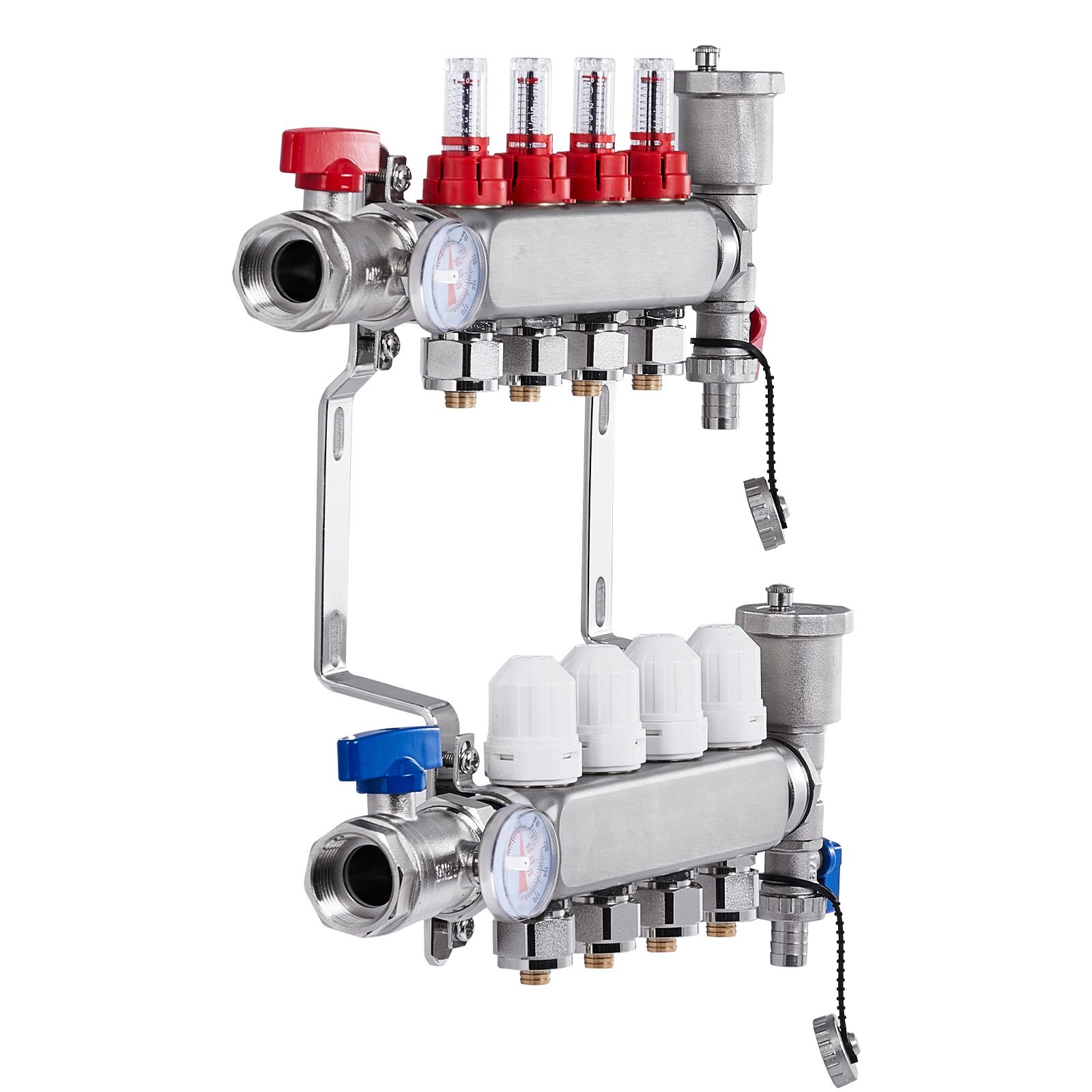 4-wege-strahlungsverteiler, Edelstahl 1/2" Für Wasserführende Fußbodenheizung, Inklusive Adapter.