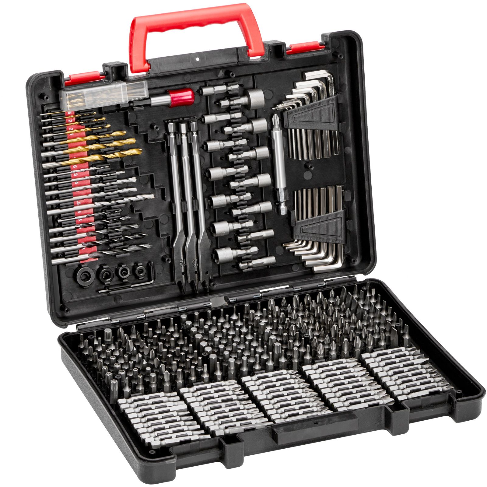 Set Mit 318 Bohr- Und Schraubbits Für Holz, Metall Und Beton, Übersichtlich In Einem Koffer Aufbewahrt.