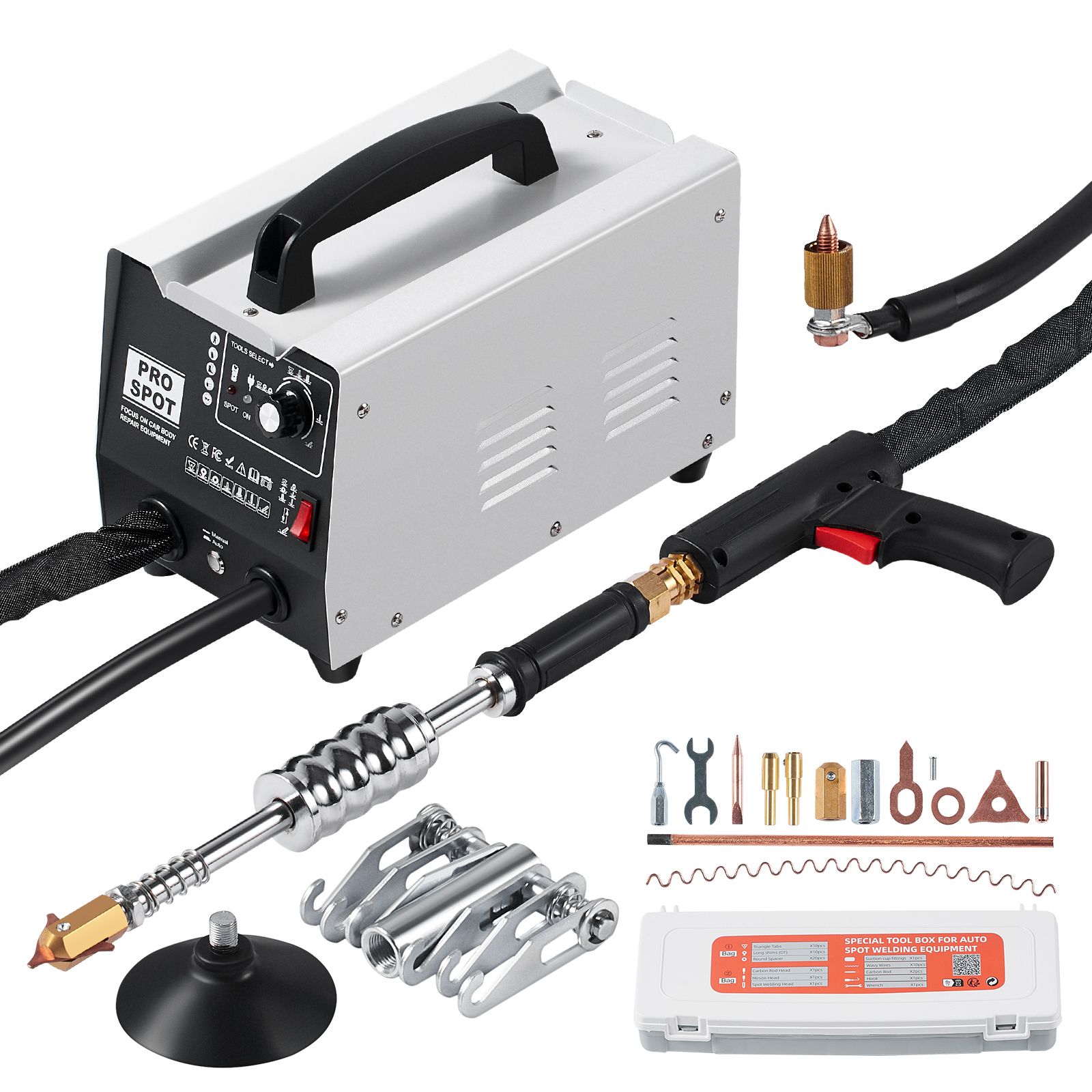Punktschweißgerät-set Zur Dellenreparatur, 1,8 Kw, Automatik-/manuell-modus, 7 Funktionen, Für Pkw- Und Lkw-karosserien