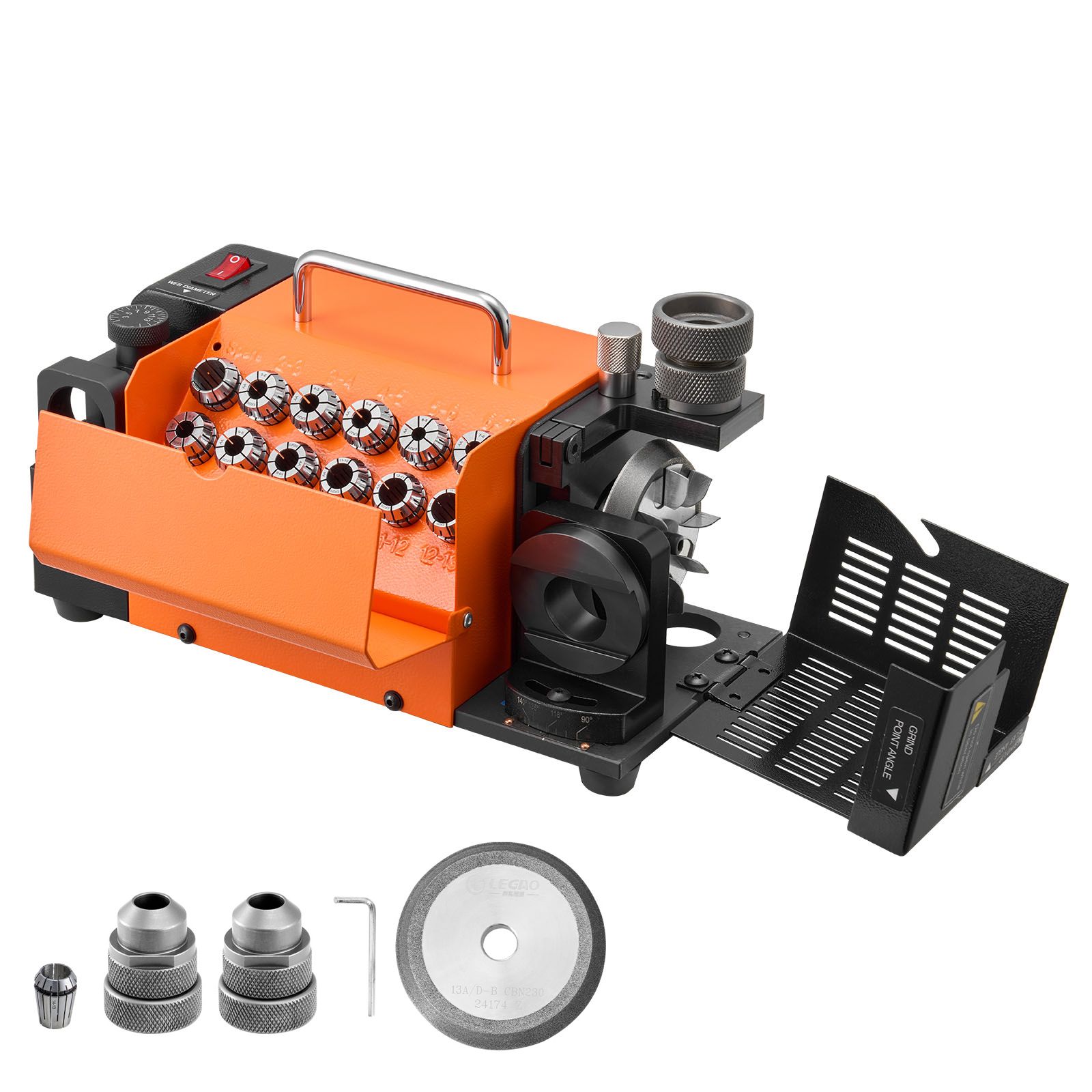 Mr-13a Bohrer-schärfgerät, 3-15 Mm, Einstellbarer Winkel 95°-135°, 4600 U/min, 13 Spannfutter Und Cbn-schleifscheibe Für Werkstätten Und Garagen.