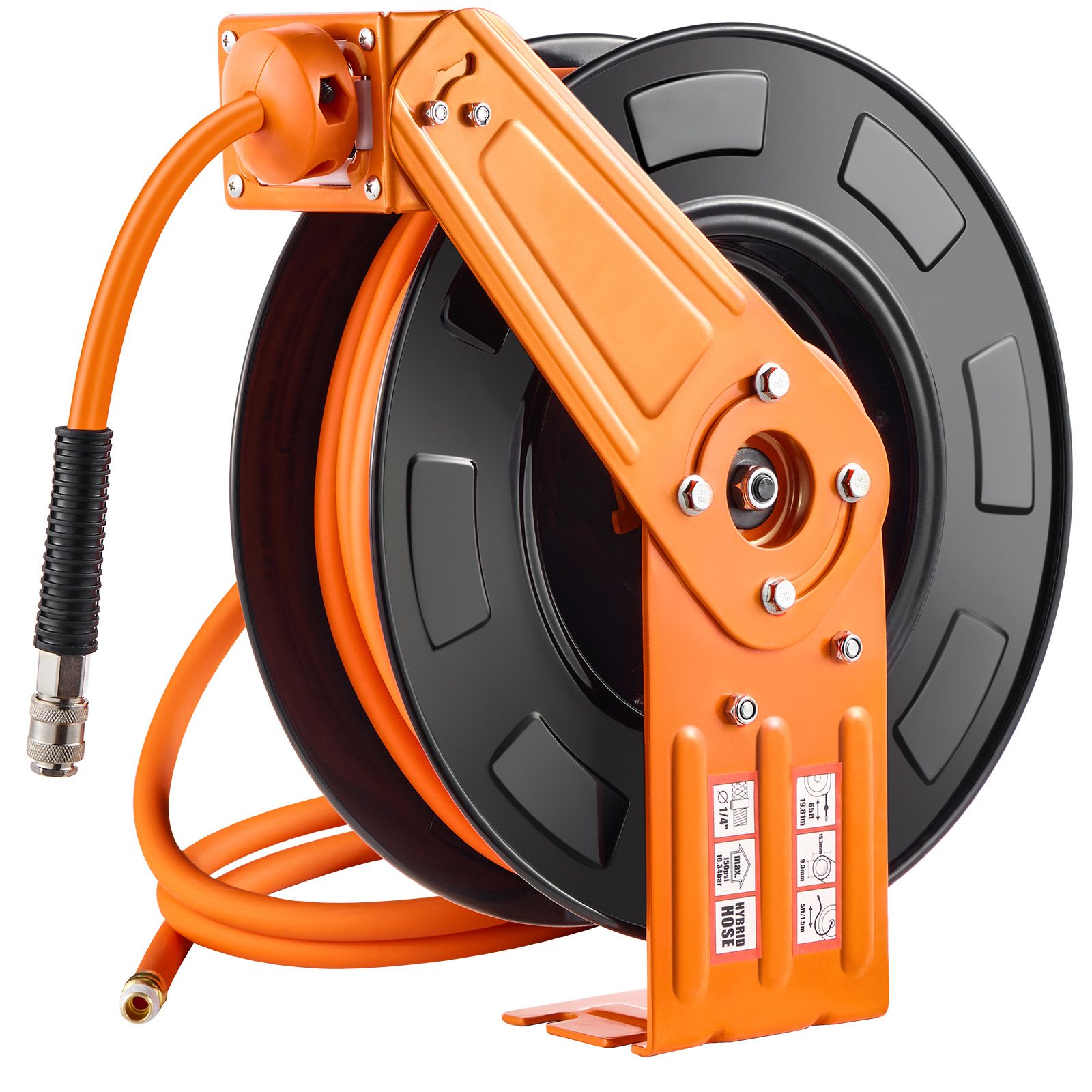 Einziehbare Drucklufttrommel, 3/8" X 20 M Hybridschlauch, Max. 300 Psi, Automatische Trommel Mit 1,5 M Einlass, Decken-/wandmontage, Robuster Einzelarm Für Werkstatt Und Garage.
