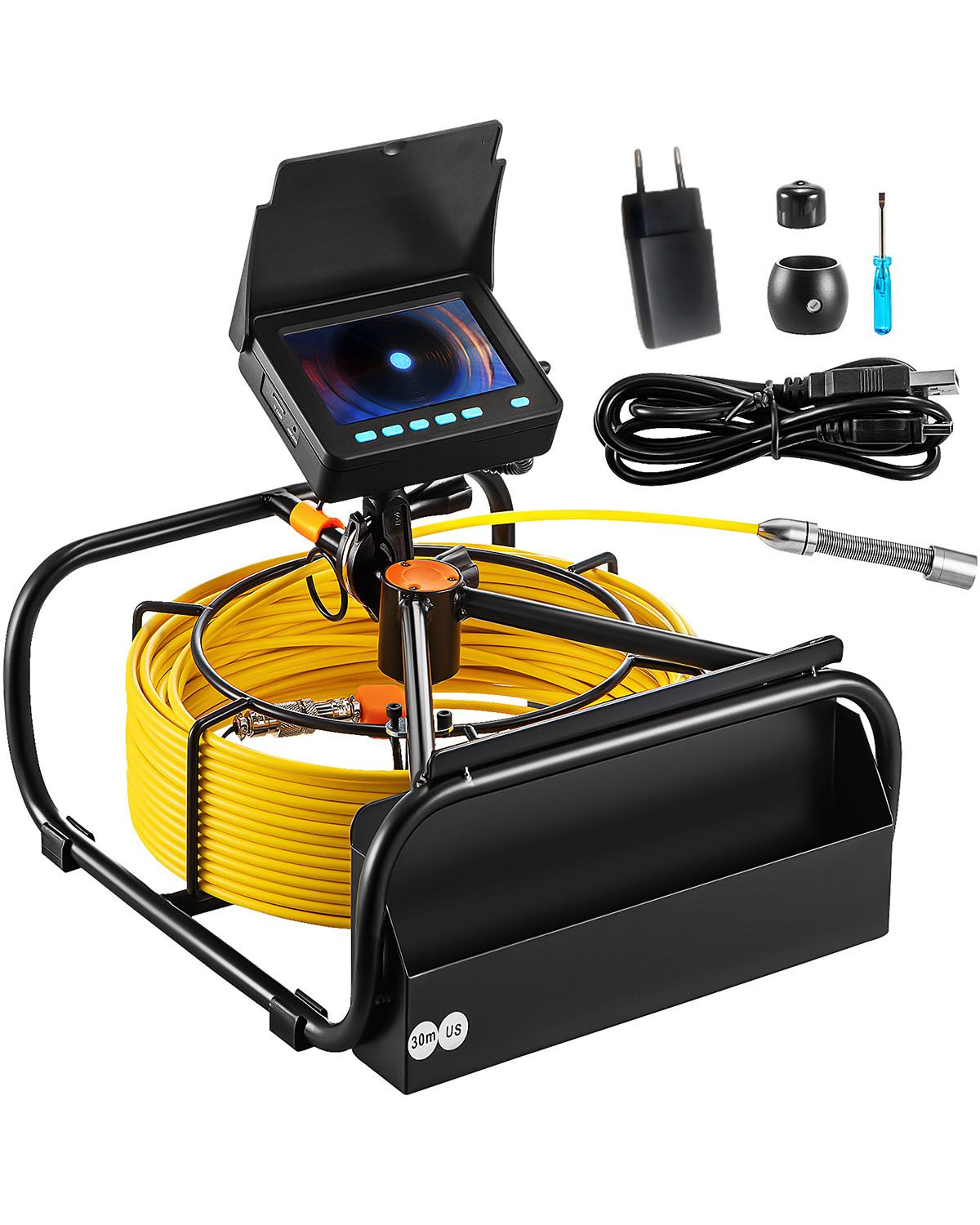 Rohrinspektionskamera, 30 M Reichweite, 4,3"-bildschirm Mit Einstellbaren Leds, 16 Gb Speicherkarte, 3-facher Zoom, 8500 Mah Akku, Wasserdicht Nach Ip68.