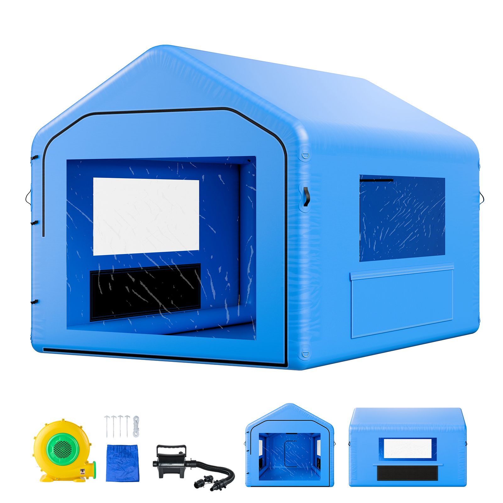 Aufblasbare Lackierkabine 4x3x2,8m Mit 750w Gebläse Und Luftfiltersystem, Dreieckigem Dach, Ideal Zum Lackieren Von Fahrrädern, Motorrädern Und Autokarosserien.