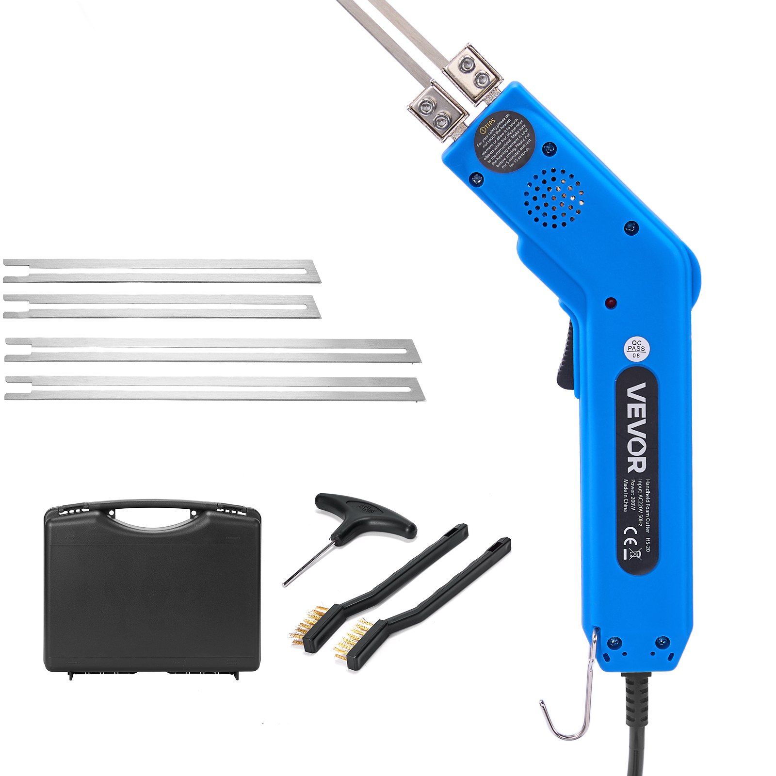 Thermischer Schaumstoffschneider, 200 W, 50–500 °c, 150/200-mm-klingen, Für Polystyrol, Polyethylen, Schaumstoff, Gummi, Mit Koffer