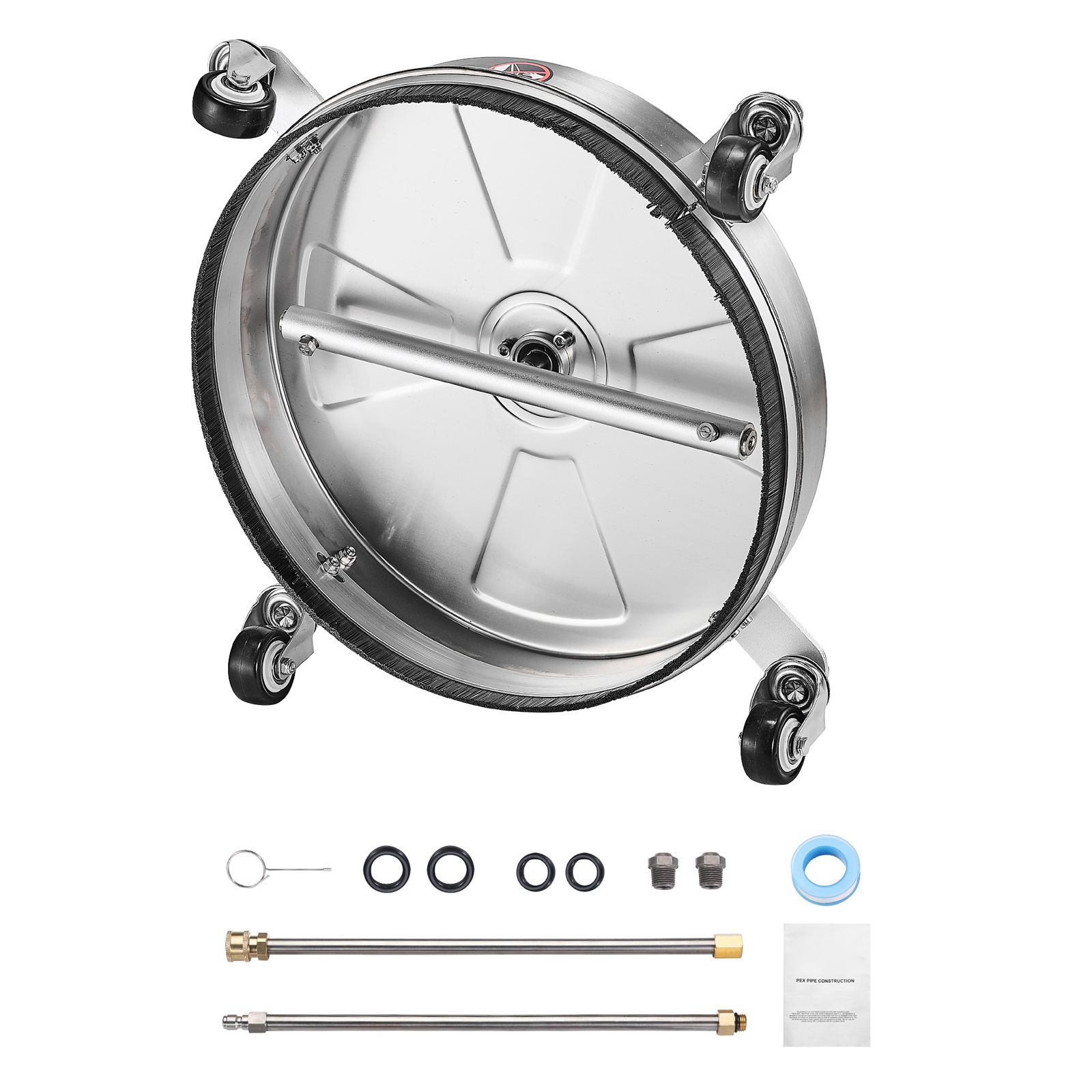 Flächen-hochdruckreiniger 15", Edelstahl, 4 Räder, Max. 4000 Psi, 1/4 Schnellanschluss, 2 Düsen Und 2 Verlängerungen Für Beton, Terrasse, Brücke.