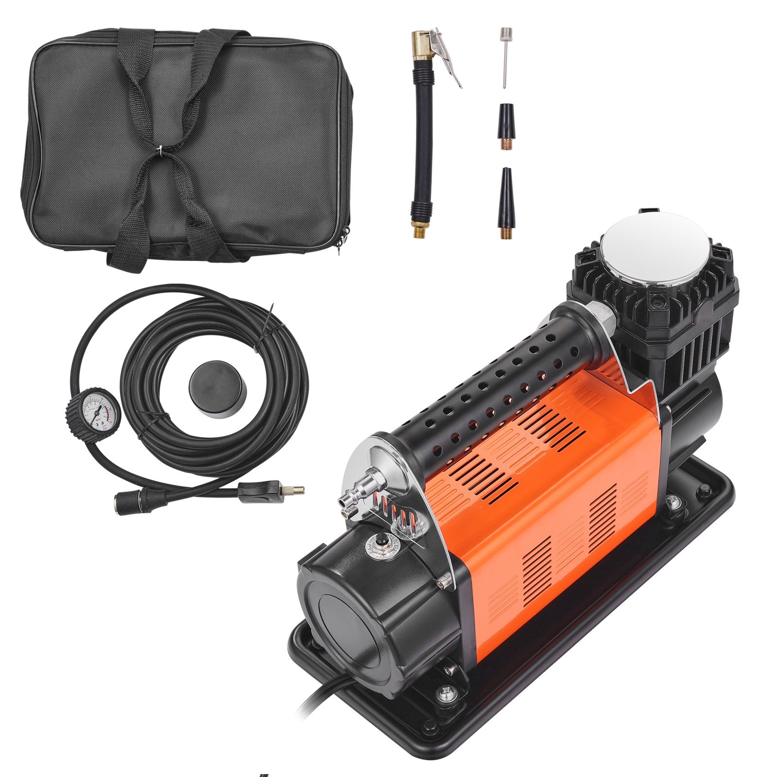 Tragbarer 12-v-reifenfüller, Hochleistungs-luftkompressor (7,06 Cfm, 150 Psi), Geländepumpe Mit Adaptern Für Pkw, Suv, Wohnmobil Und Lkw. 2 M Langes Netzkabel, 8 M Langer Schlauch Mit Manometer, Inklu