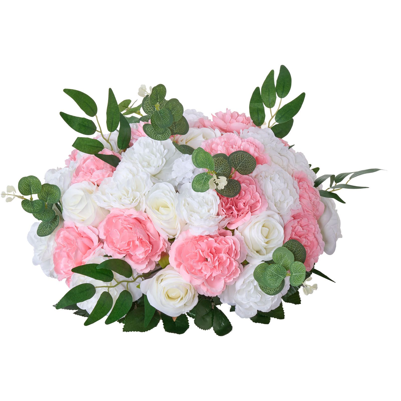 10-teiliger Künstlicher Blumenstrauß, 450 Mm Durchmesser, Tischdekoration Für Hochzeiten, Rosa Und Weiße Rosen Für Die Heimdekoration