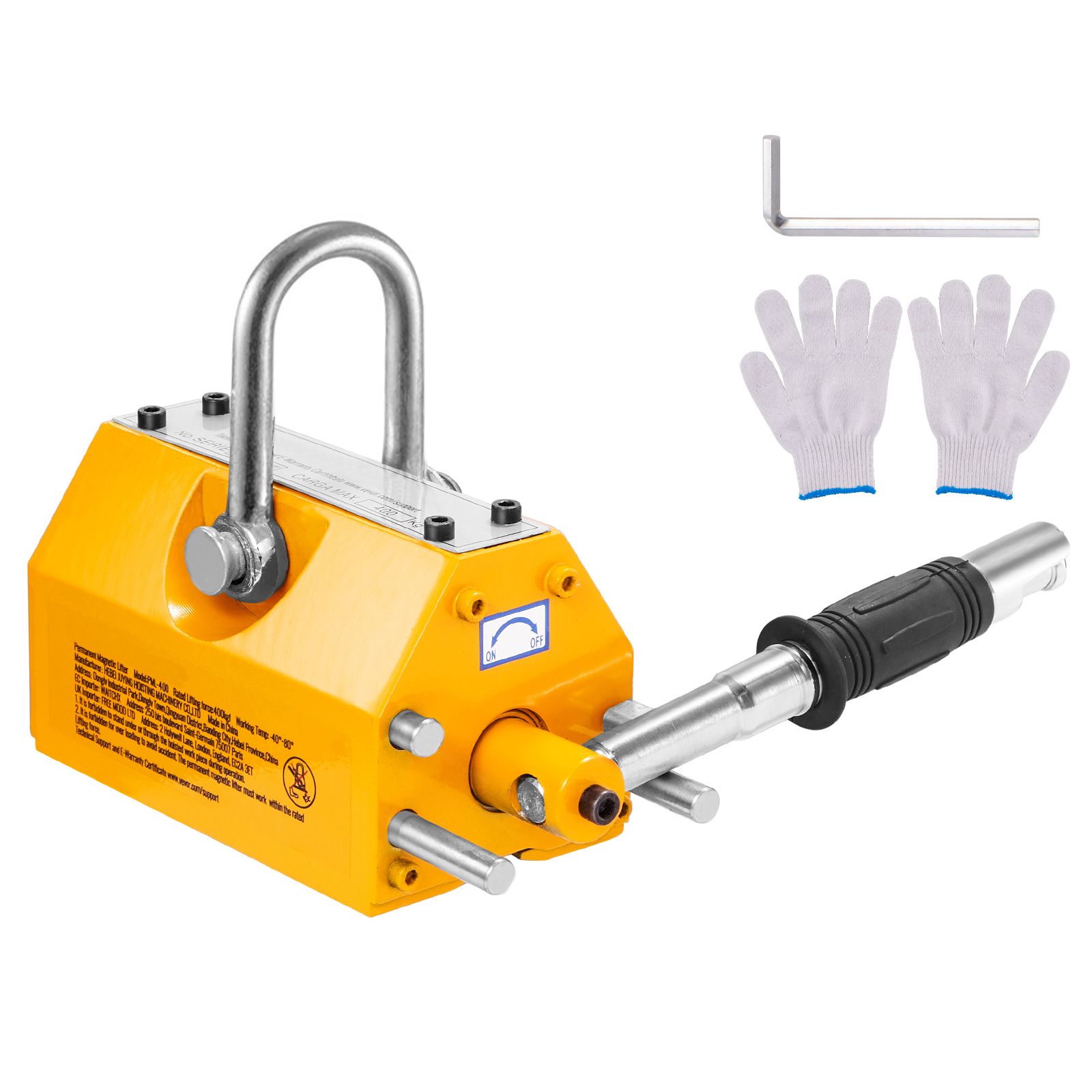 Permanenter Hebemagnet, Tragfähigkeit 400 Kg, Sicherheitsfaktor 2,5, Neodym Und Stahl, Mit Auslösesystem, Für Hebezeuge, Werkstattkrane, Platten Und Blöcke.
