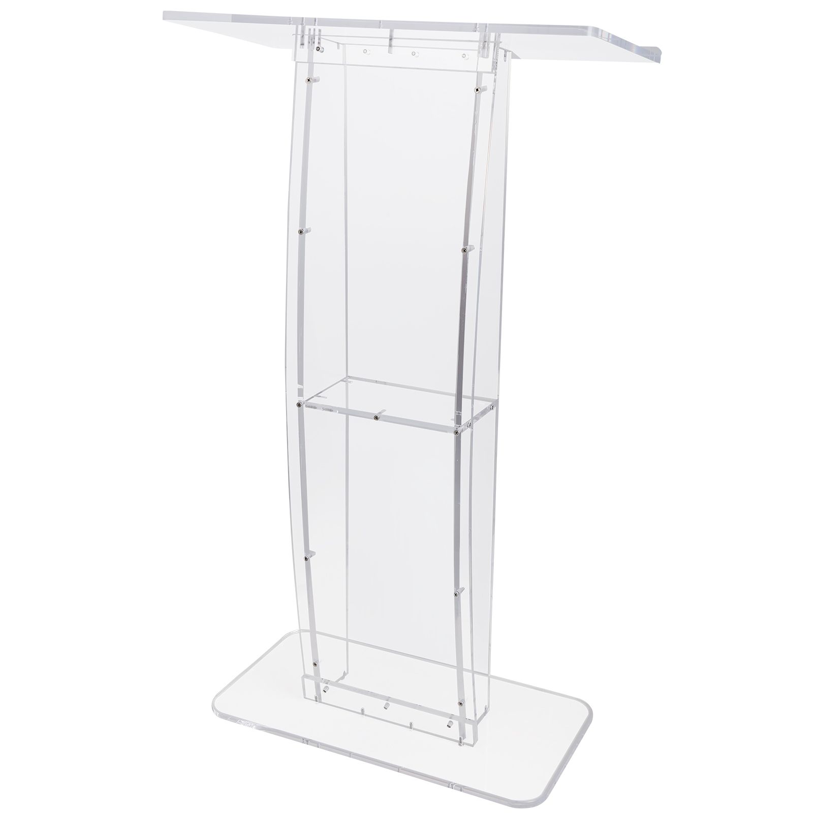 Transparentes Acryl-rednerpult, 119 Cm Hoch, Mit Großer Lesefläche Und Ablagefläche, Bodenständer Für Kirche, Büro, Schule