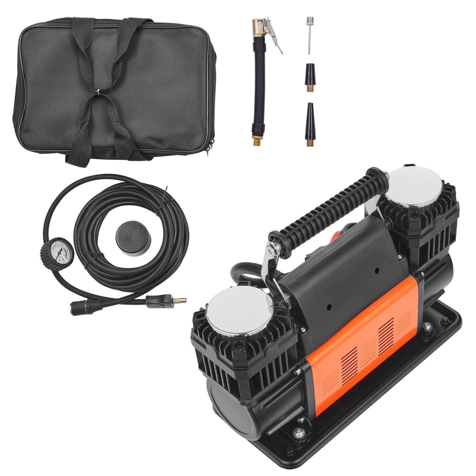Hochleistungs-luftkompressor Mit 10,6 Cfm, Schnelles Aufpumpen In 30 Sekunden Tragbare Zweizylinderpumpe, 12 V 150 Psi, Mit Adaptern Für Lkws, Pkws, Suvs, 4x4s Und Wohnmobile.