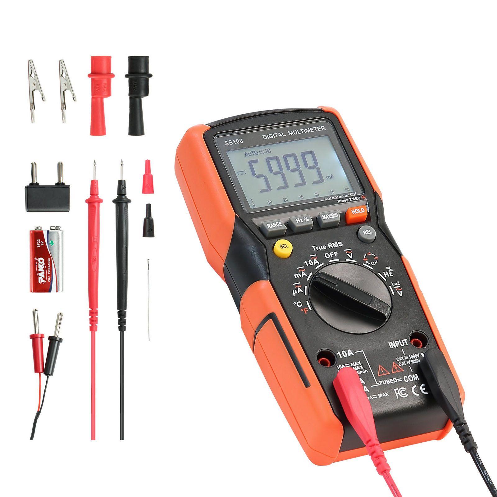 Digitales Multimeter Mit 6000 Zählern, Trms Ac/dc, Spannungs- Und Stromprüfer, Automatische Bereichswahl Zur Messung Von Widerstand, Kapazität, Temperatur, Dioden, Durchgang Und Niedriger Impedanz.