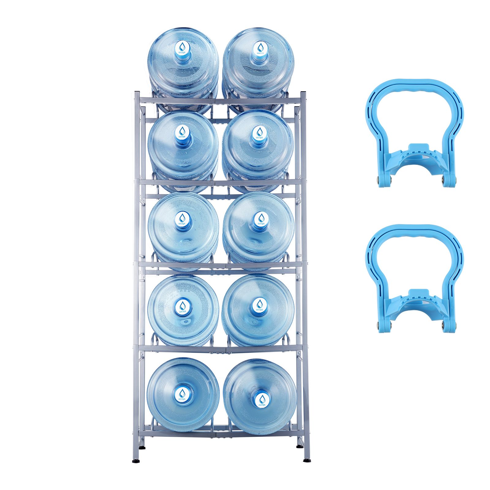Flaschenhalter Für 5 Flaschen (10-liter-flaschen), Doppelreihenregal Für 10 Flaschen, Silbergrau, Für Küche, Büro, Wohnzimmer