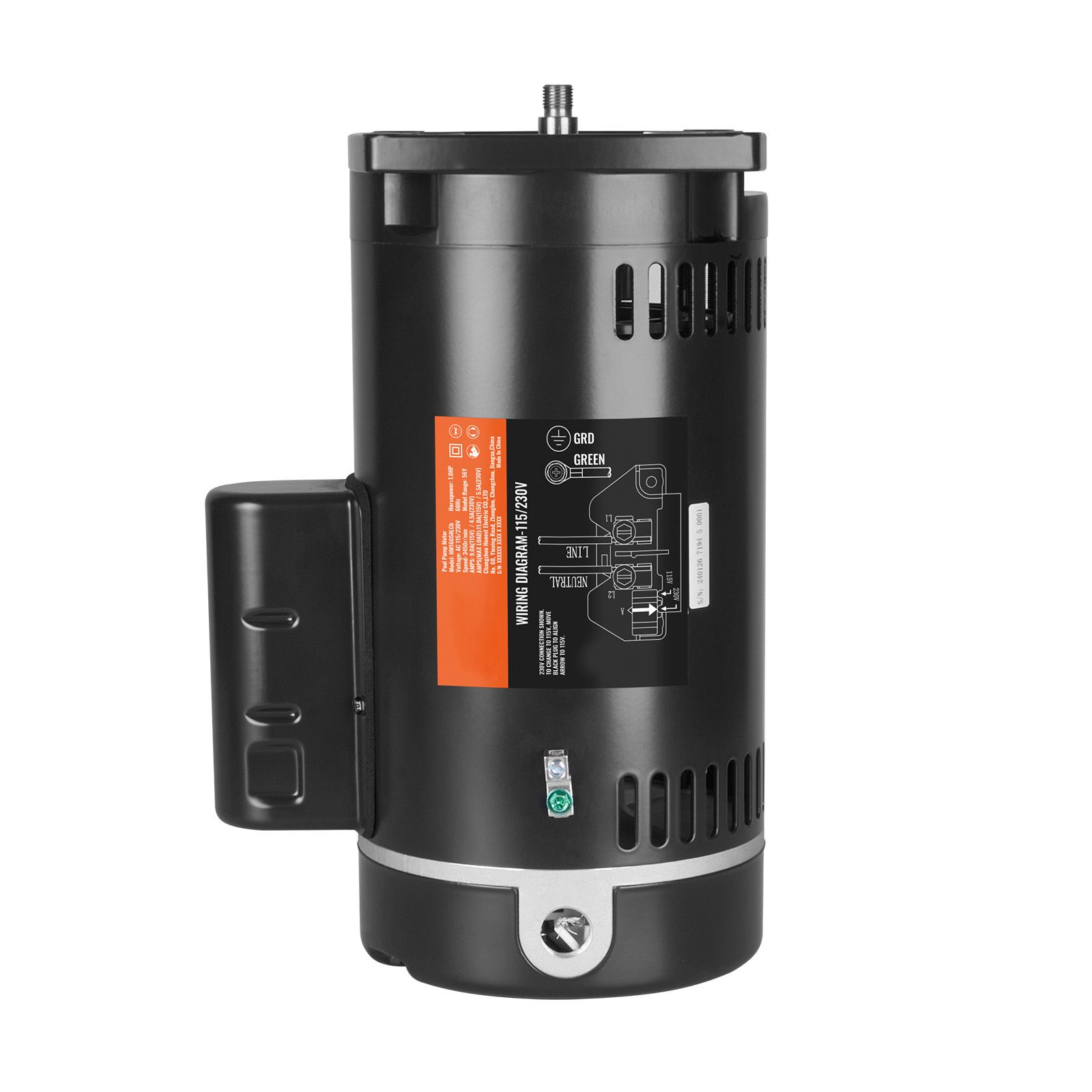 Ps Schwimmbadpumpenmotor, 56y, 115/230 V, 3450 U/min, 60 Hz, Gegen Den Uhrzeigersinn Drehend, Quadratischer Flansch.