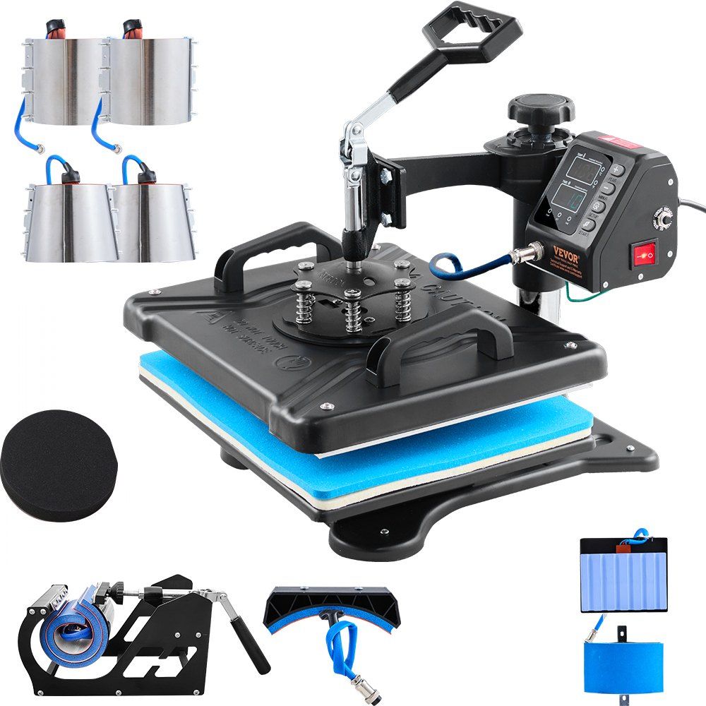 Transferpresse 30,5 X 38,1 Cm, 1000 W, 360°-drehung, Schwarz, 10-in-1 Für T-shirts, Tassen, Kappen Und Stifte
