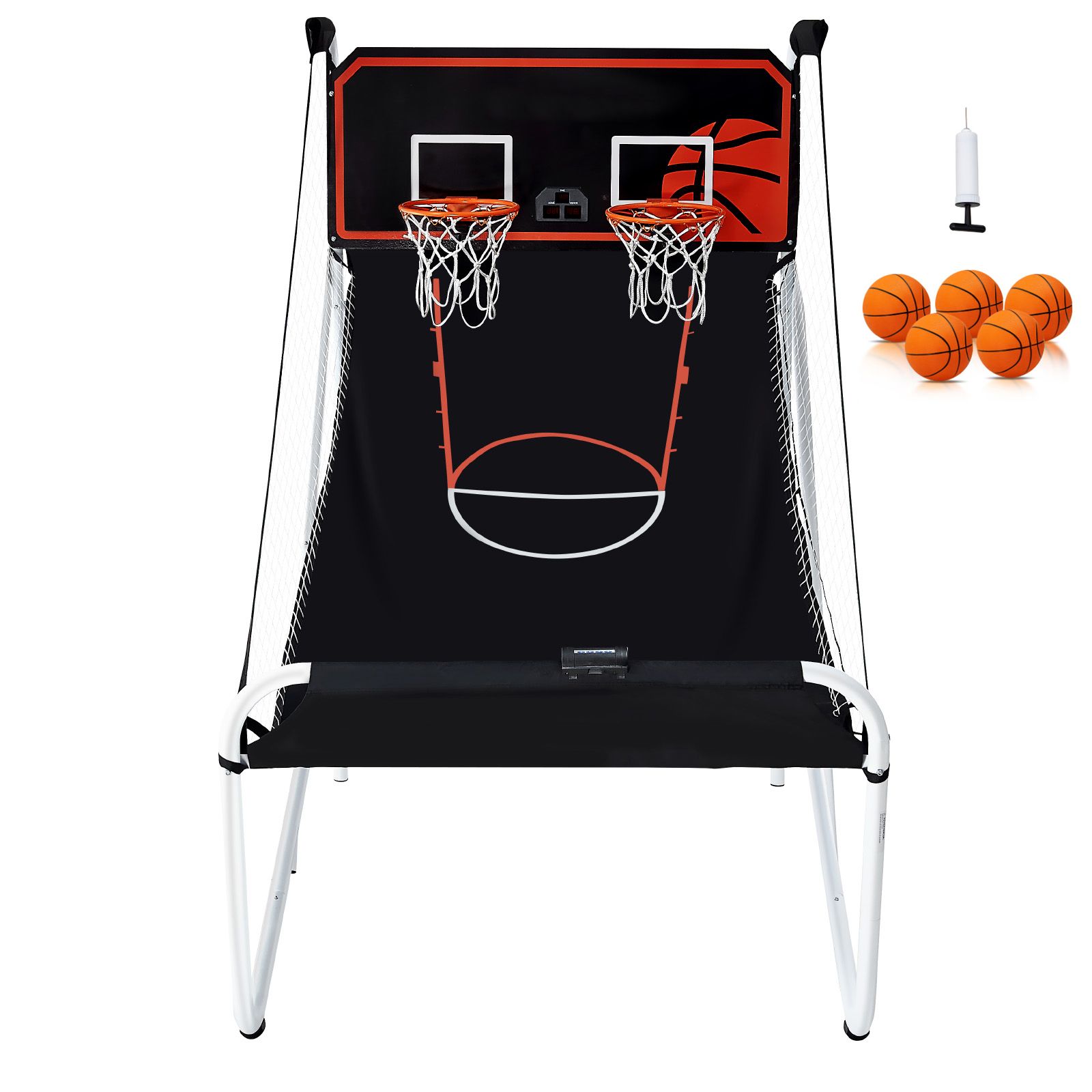 Faltbares Arcade-basketballspiel, 2 Spieler, Indoor-basketball Mit 5 Bällen, 8 Spielmodi, Elektronische Anzeigetafel, Pumpe, Kind/erwachsener (schwarz-weiß)