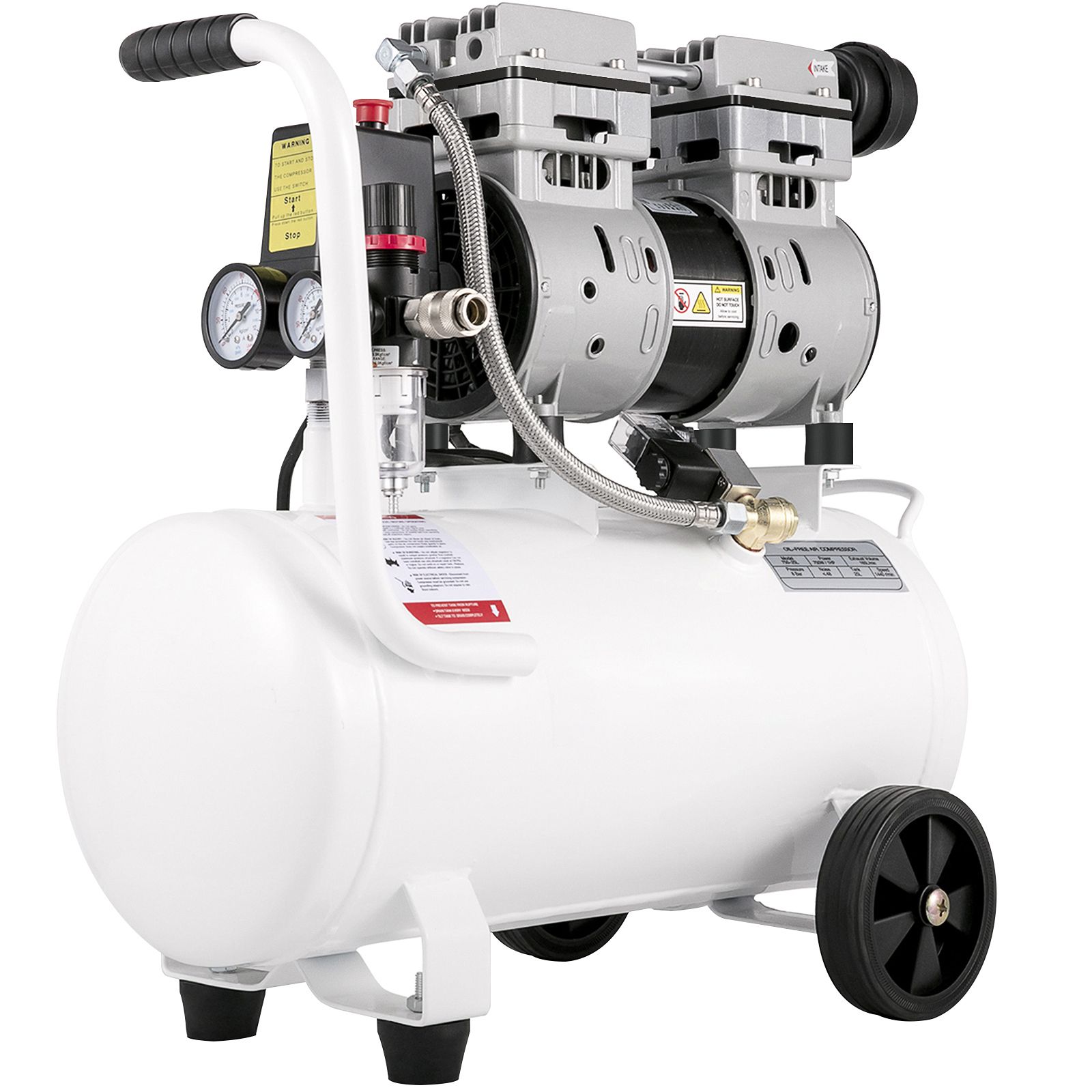 Tragbarer Luftkompressor 20,8 L, 750 W, Stahltank, Leise, 115 Psi, Ölfrei, Zum Aufpumpen Von Reifen Und Für Haushaltsreparaturen.
