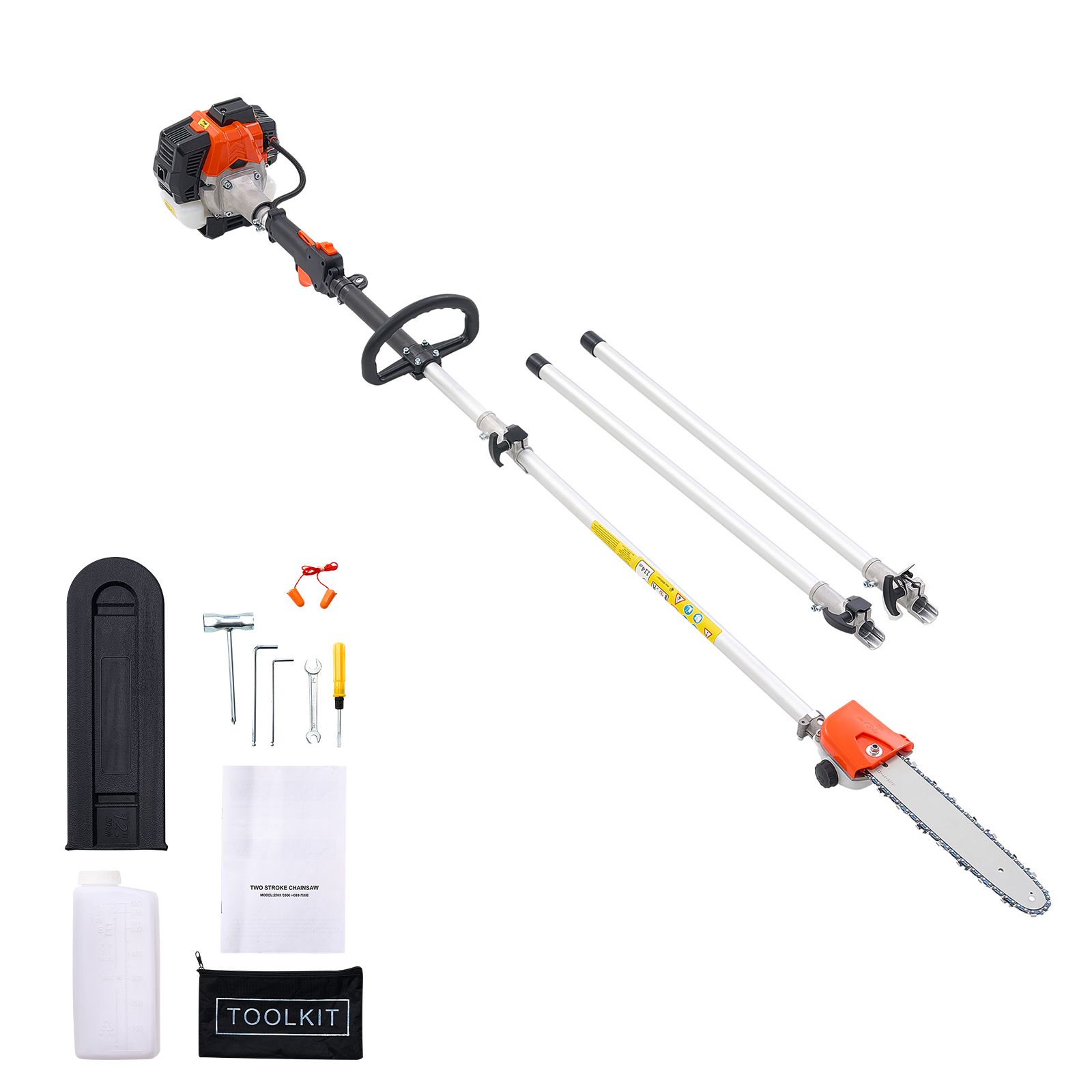 25-cm³-benzin-stangenkettensäge, 30,5 Cm Führungsschiene, 650-ml-tank, Ausziehbar Von 2,12 Bis 3,62 M, Zum Beschneiden Und Stutzen Von Bäumen