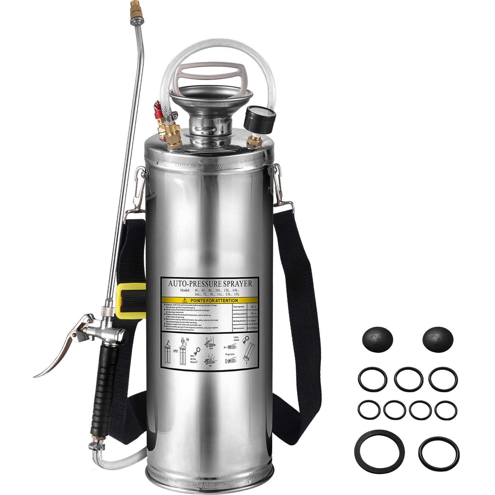 10-liter-sprühflasche Aus Edelstahl Für Die Garten- Und Bodenreinigung, Geeignet Für Verschiedene Professionelle Und Private Anwendungen.