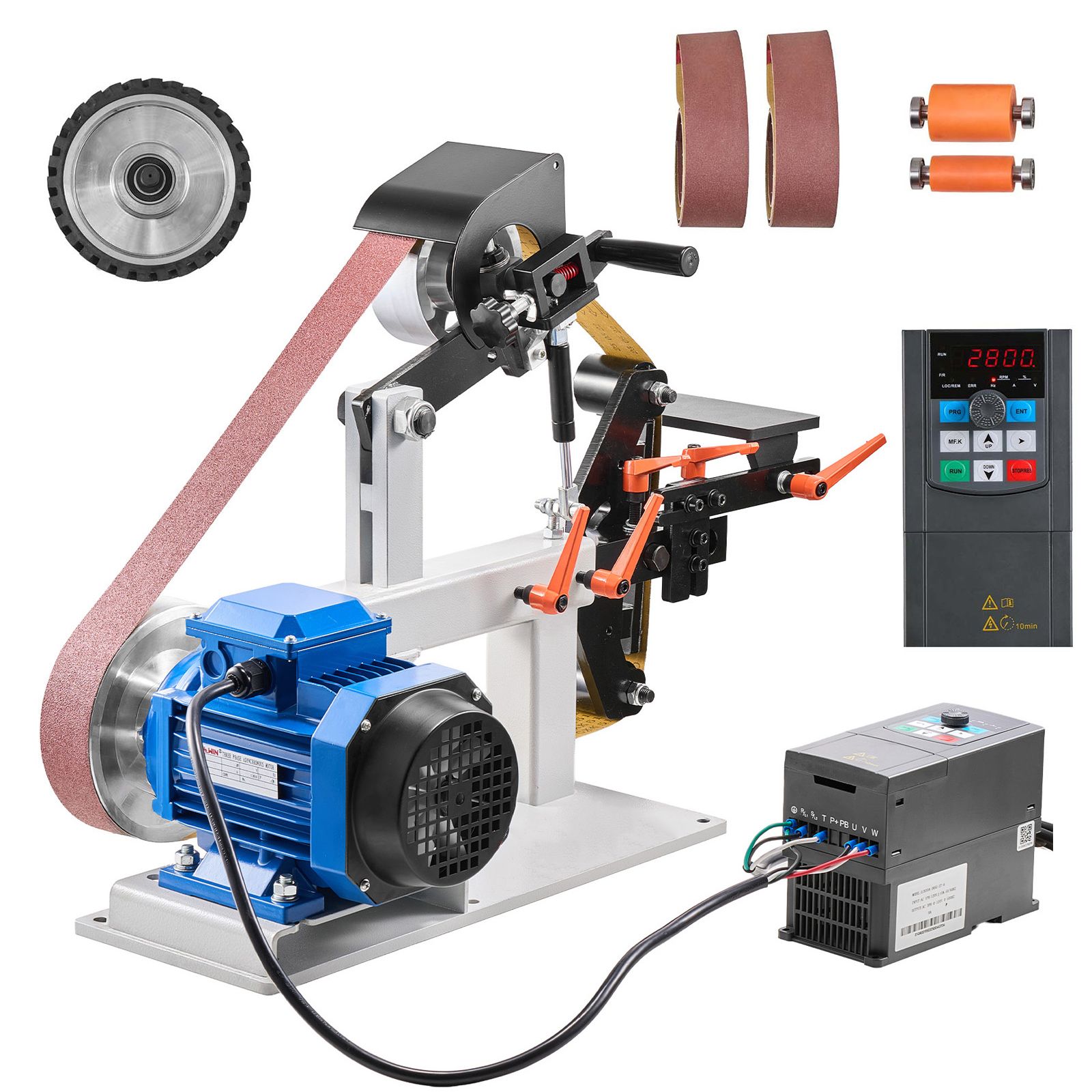 1,5 Kw Tischband- Und Tellerschleifmaschine, 427 X 30,5 Cm Schleifscheibe, Verstellbares Band, 0-2800 U/min.