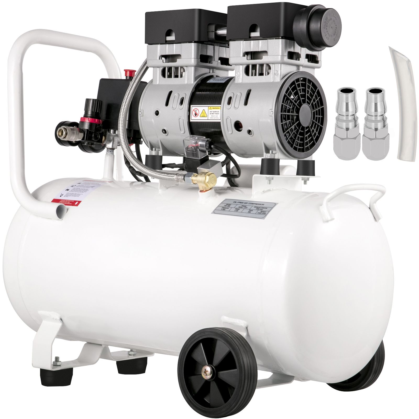 41,6-liter-luftkompressor, Leise, 1 Ps, Ölfrei, Stahltank, 750 W, 8 Bar, Tragbar Für Heimwerkerarbeiten Und Reifenaufpumpen.