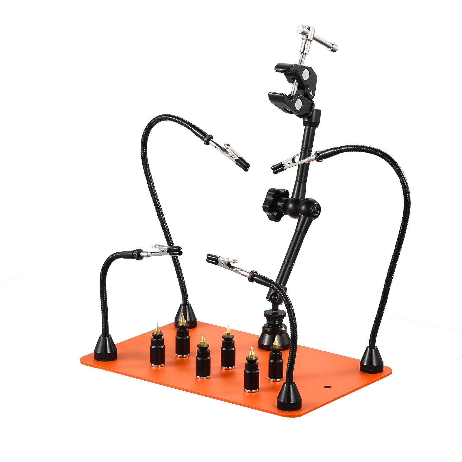 Magnetische Handlötstation, 4 Flexible Arme, 6 Leiterplattenhalter, 360° Heißluftpistolenhalter, Robuste Basis Für Elektronikreparaturen.