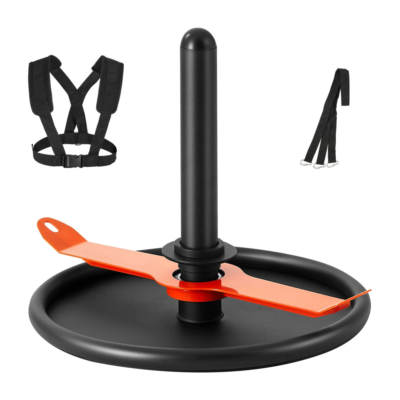 Kraftschlitten Aus Stahl Für Das Athletiktraining, Kompatibel Mit 51-mm-platten, Mit Gurtzeug, Orange Und Schwarz.