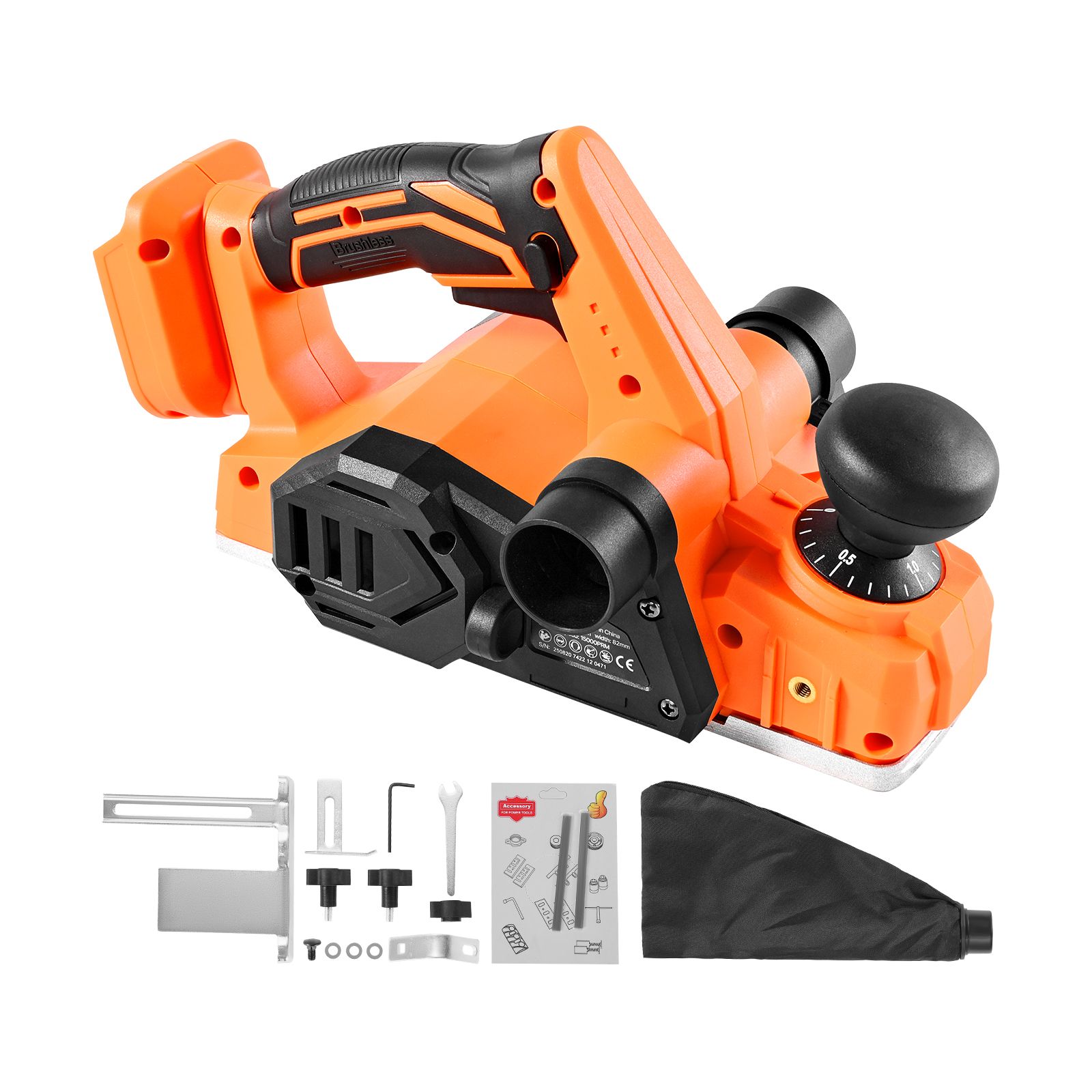 Akku-handhobel, 82 Mm Schnittbreite, 15000 U/min, Bürstenloser Motor, Einstellbare Schnitttiefe, Kompatibel Mit 18v-akku (nur Gerät)