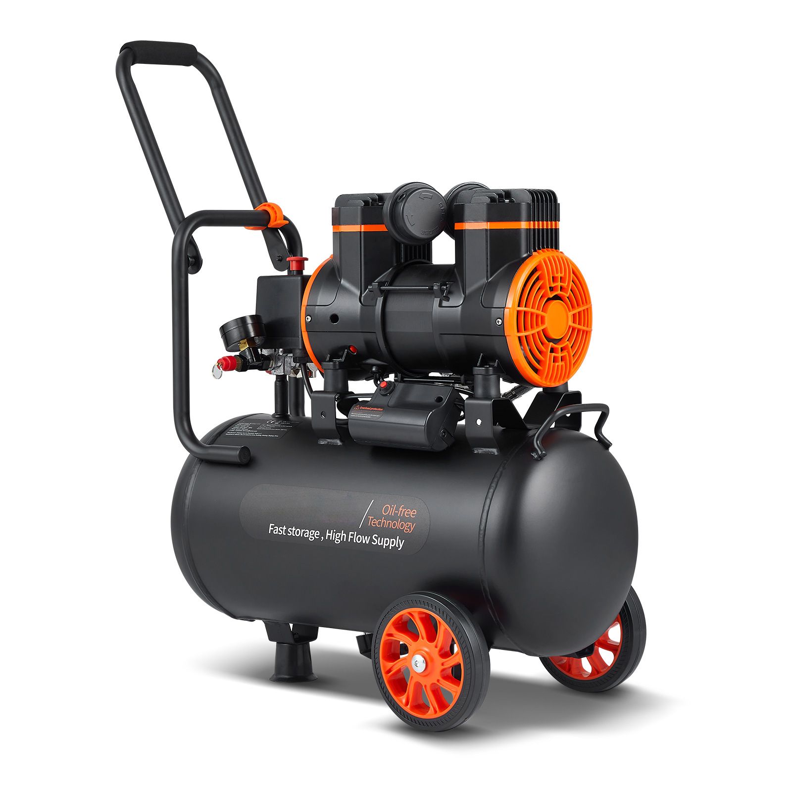 Leiser 23,8-liter-luftkompressor, 1450 W, 3,35 Cfm Bei 90 Psi, 70 Db, Ölfrei