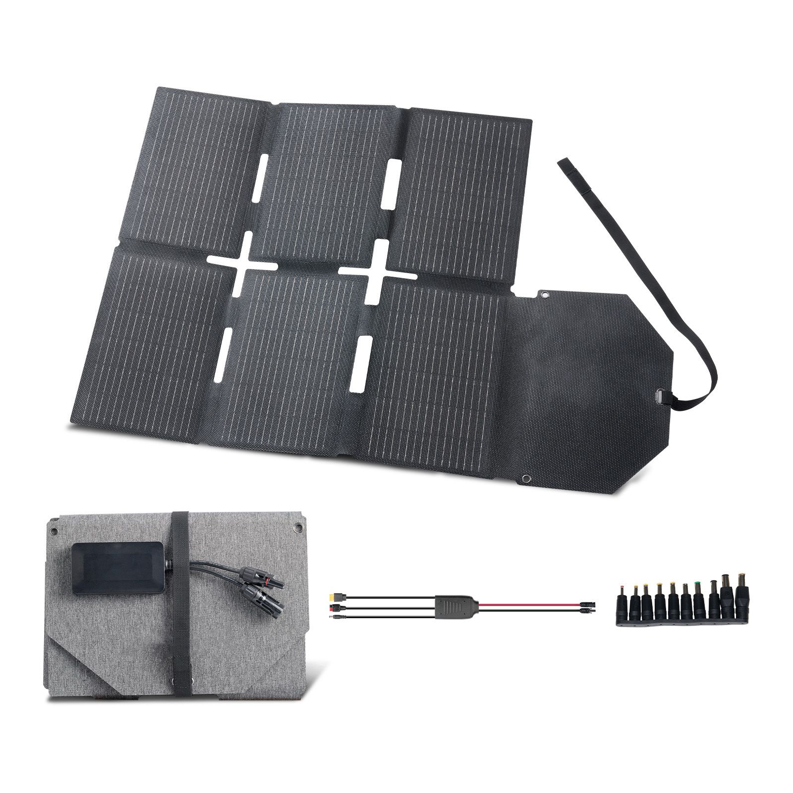 Faltbares 60-w-solarpanel, Monokristallin, N-typ 16bb, 24 % Wirkungsgrad, Leicht Und Tragbar, Mc4-, Typ-c-, Usb-a- Und Dc-ausgänge Für Powerstations, Camping Und Wandern