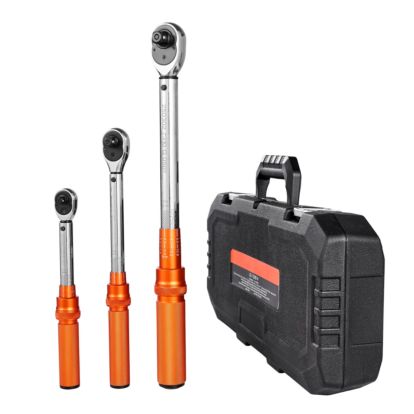 Drehmomentschlüssel Mit Ratsche, 3-teilig, 1/4", 3/8", 1/2 Zoll, 10-170 Lbf-ft, 5-45 Lbf-ft, 20-240 Lbf-in, In Beide Richtungen Und Mit Doppelter Skala, 72 Zähne, ±3% Genauigkeit, Für Fahrräder