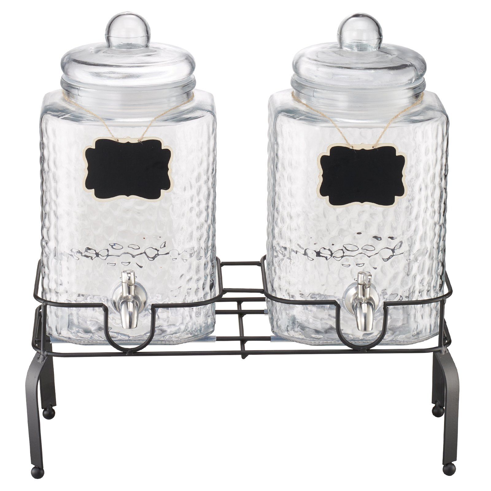 Getränkespender-set, 2 X 5,5 L, Mit Metallständer Und Edelstahlhahn, Ideal Für Partys Und Säfte