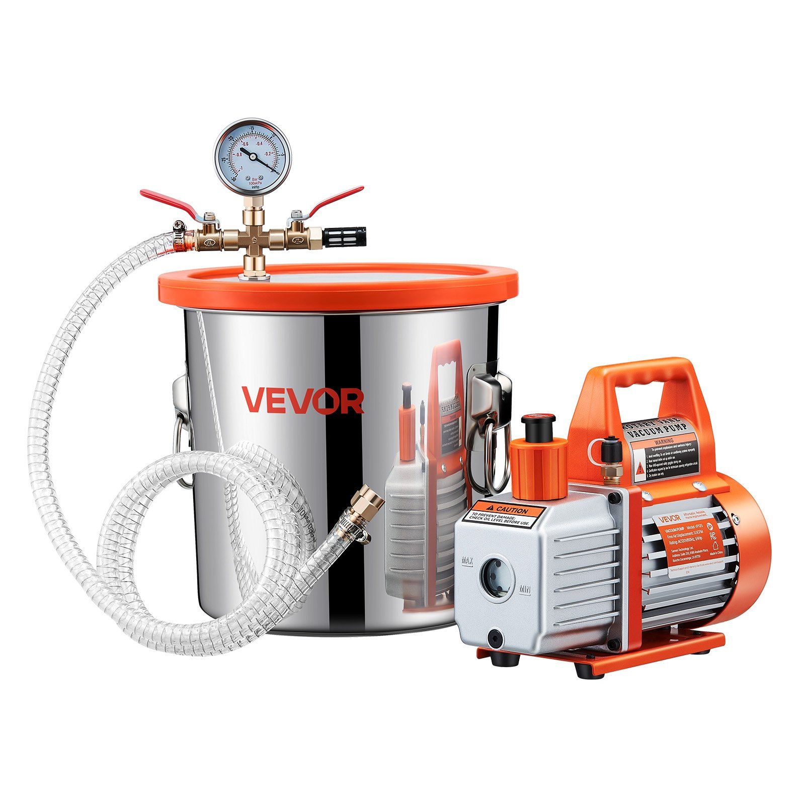 Vakuumkammer Mit 11,36 L Volumen Und 110 L/min Pumpe, Edelstahl, Deckel Aus Gehärtetem Glas, Entgasungsset Für Silikonharz Und Holzstabilisierung.