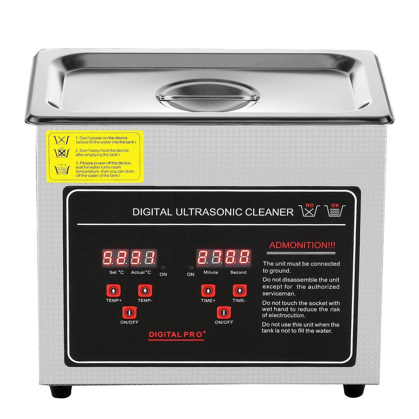 3-liter-ultraschallreiniger Mit Digitaltimer Und Heizfunktion, Edelstahl-reinigungsgerät Für Schmuck, Brillen, Uhren Und Kleinteile