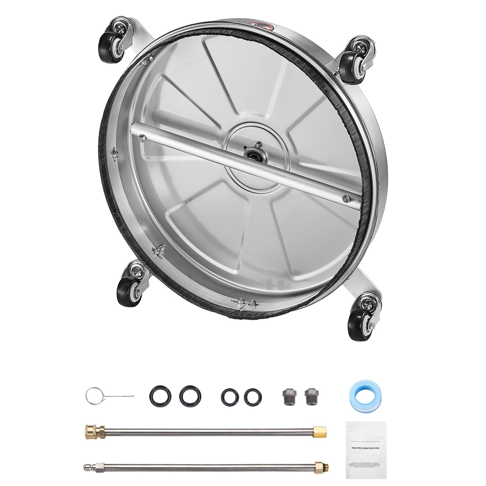 18" Hochdruck-flächenreiniger, Edelstahl, 4 Räder, Max. 4000 Psi, 1/4" Schnellanschluss, 2 Düsen Und 2 Verlängerungen Für Beton Und Terrassen.