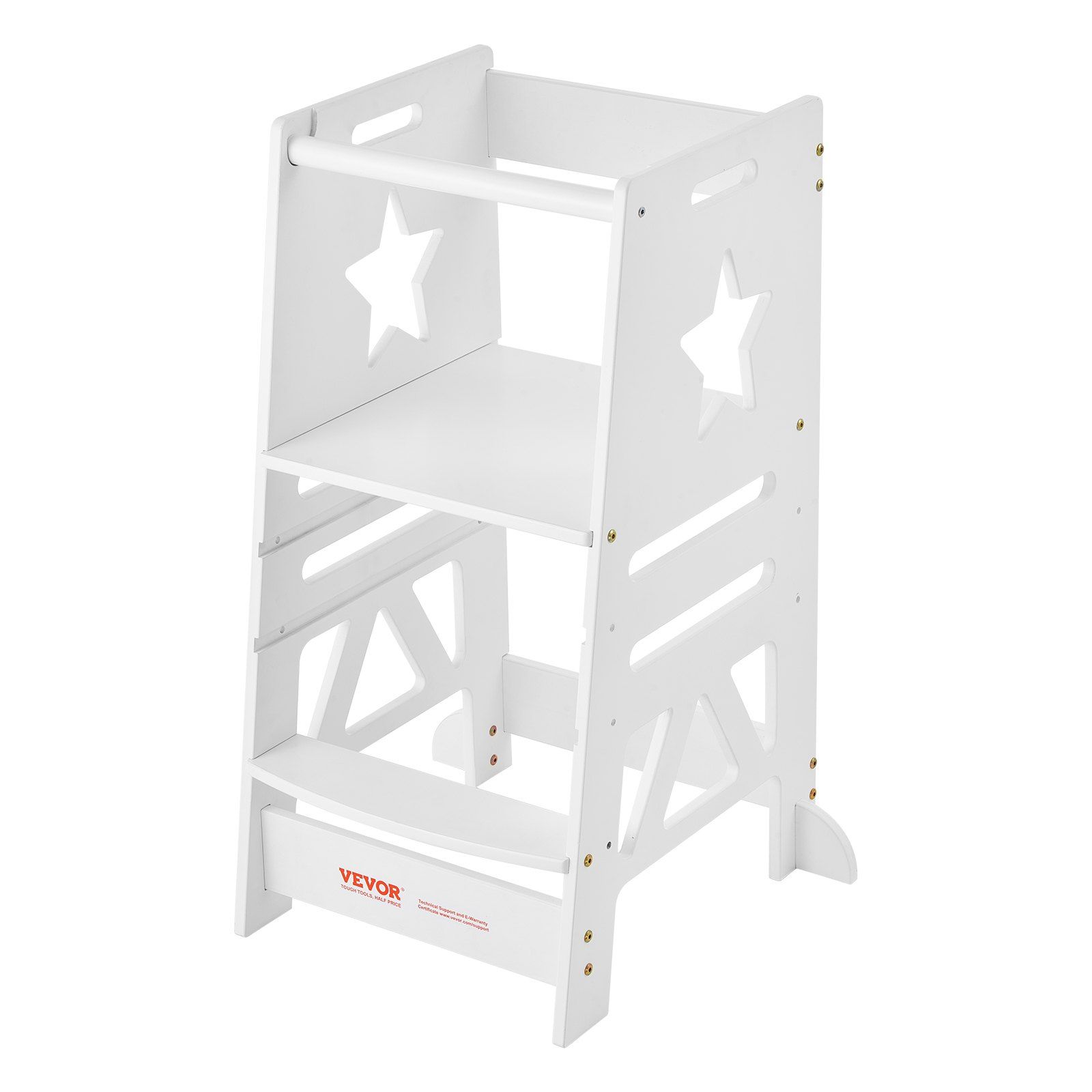 Kinder- Und Kleinkindertritthocker, 3-fach Höhenverstellbar, Aus Bambus, Mit Sicherheitsgitter Für Schlafzimmer Und Badezimmer, Tragkraft 159 Kg, Weiß
