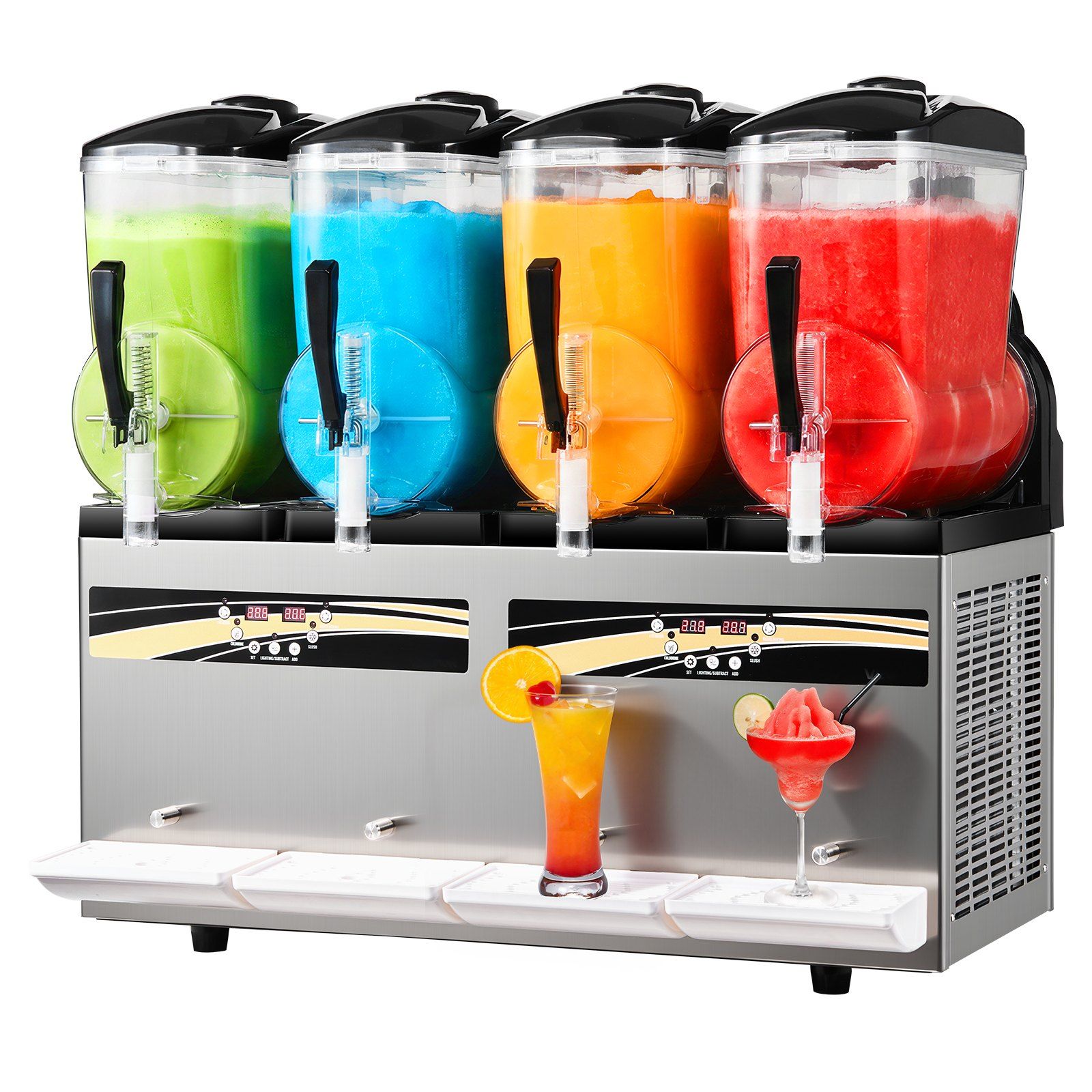 Slush-eis-maschine Mit 4 Behältern (12 L), Selbstreinigender Getränkespender Für Gefrorene Getränke, Ideal Für Restaurants, Bars Und Partys – Margaritas, Smoothies Und Mehr