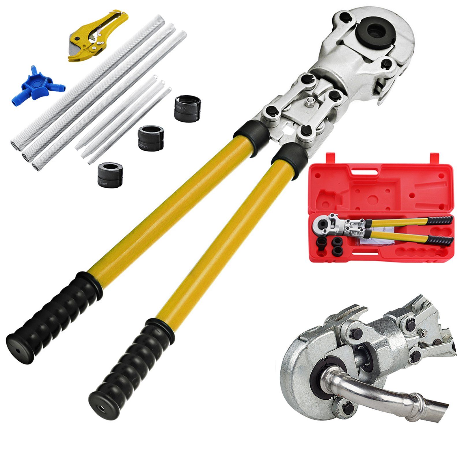 Manuelles Crimpwerkzeug Für Pex/per-mehrschichtrohre, Set Mit 6 Düsen 16-32 Mm, Für Kompressionsverschraubungen.