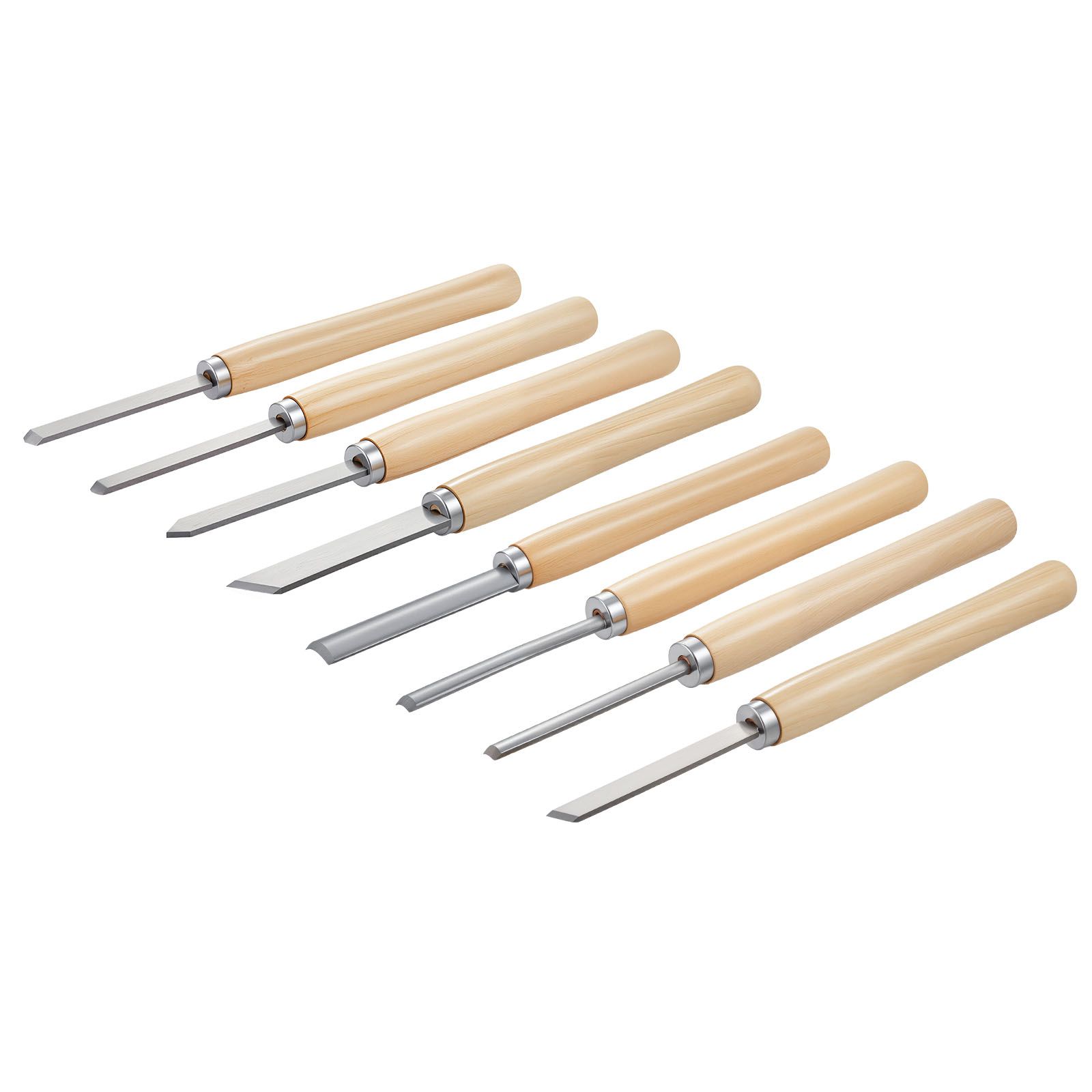Set Mit 8 Drechselwerkzeugen, Klingen Aus Kohlenstoffstahl, Inklusive 2 Fasen, 1 Spitze, 1 Abstechwerkzeug, 1 Rundspitze, 3 Hohleisen, Oxford-tasche, Ideal Für Anfänger Und Profis.
