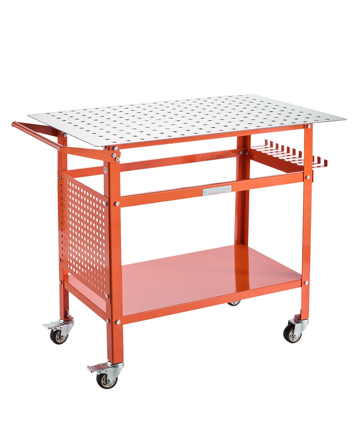 40x24 Cm Schweißtisch, Mobile Stahlwerkbank, 360 Kg Tragfähigkeit, 4 Räder, Davon 2 Mit Bremse, Doppelte Tischplatte Mit 16 Mm Befestigungslöchern.