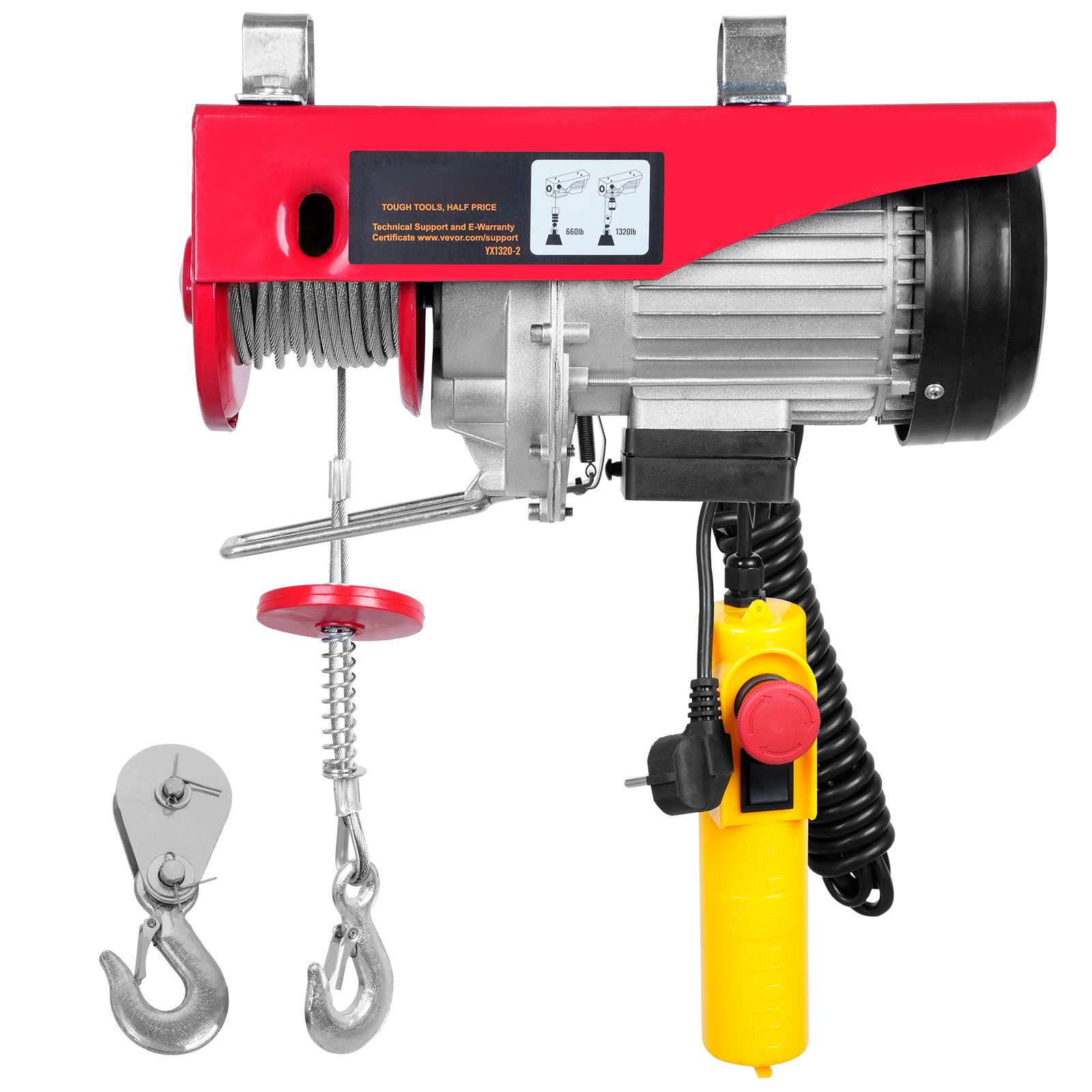 Elektrische Seilwinde, 598,7 Kg, 1150 W, 220 V, Reinkupfermotor, 427 Cm Kabelfernbedienung, 1219 Cm Hubhöhe, Für Garage, Lagerhalle, Fabrik