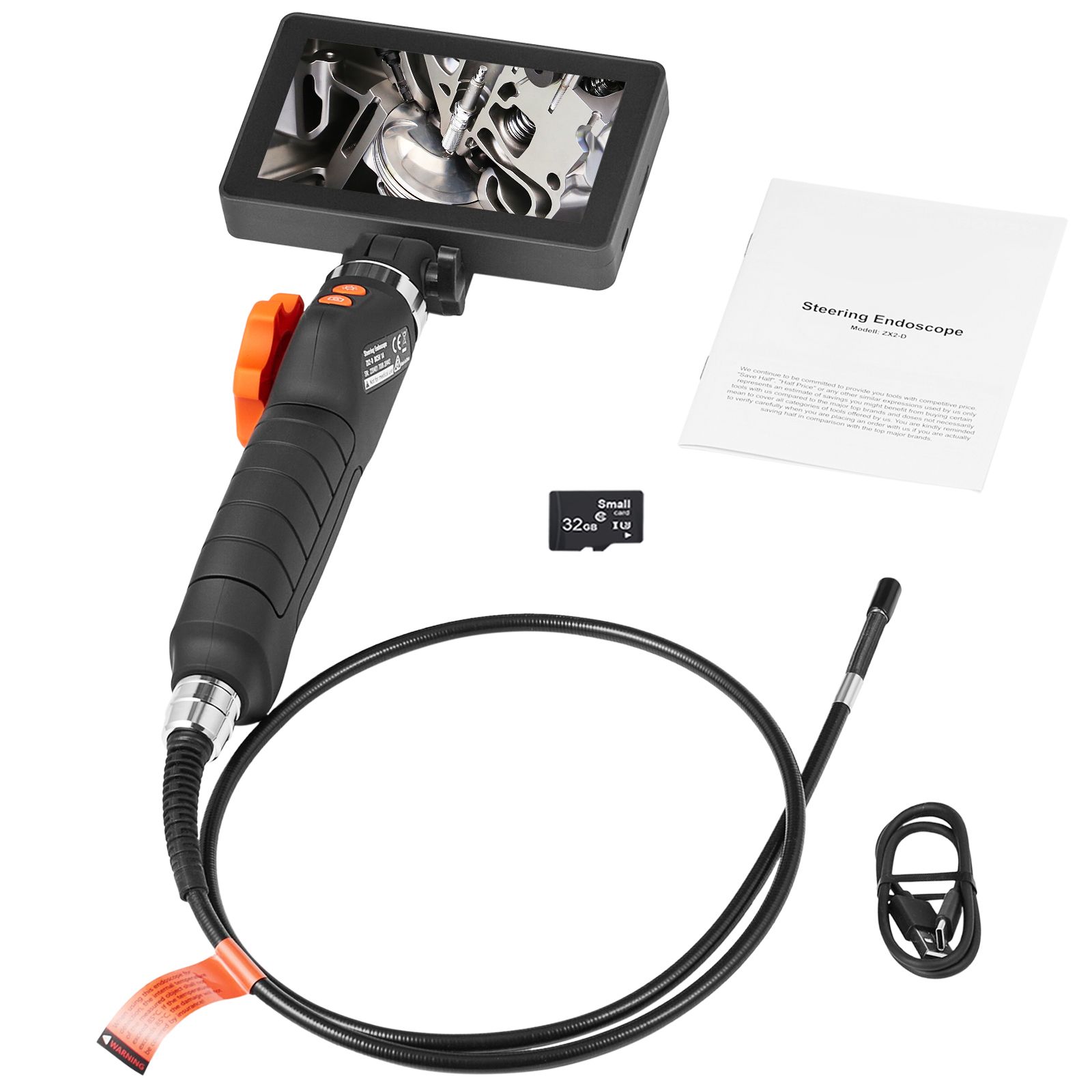 2-fach Schwenkbare Inspektionskamera, 5" 1080p Hd Ips-bildschirm, 6,4 Mm Objektiv, 8-facher Zoom, 8 Leds, Für Automobil- Und Sanitärinstallationen (1,5 M)