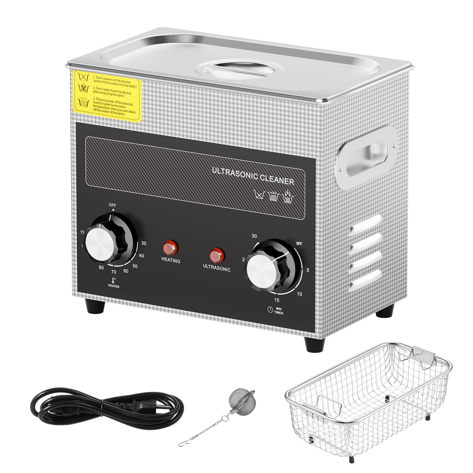 3-liter-ultraschallreiniger Mit Heizung Und Timer, 120-w-schallkavitationsreinigungsgerät Für Uhren, Brillen Und Metallteile