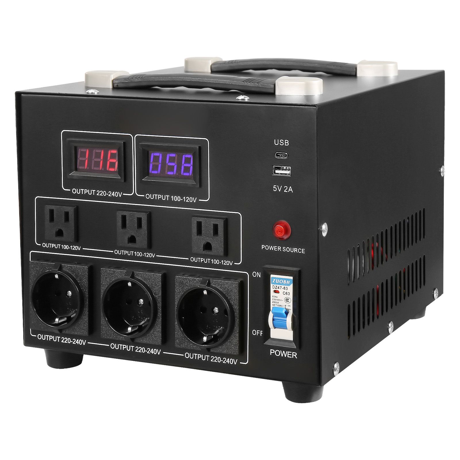 3000-va-spannungswandler, Reversibler 110-v-/220-v-transformator, Us-/eu-steckdosen Und 5-v-usb-anschluss, Ce-zertifiziert