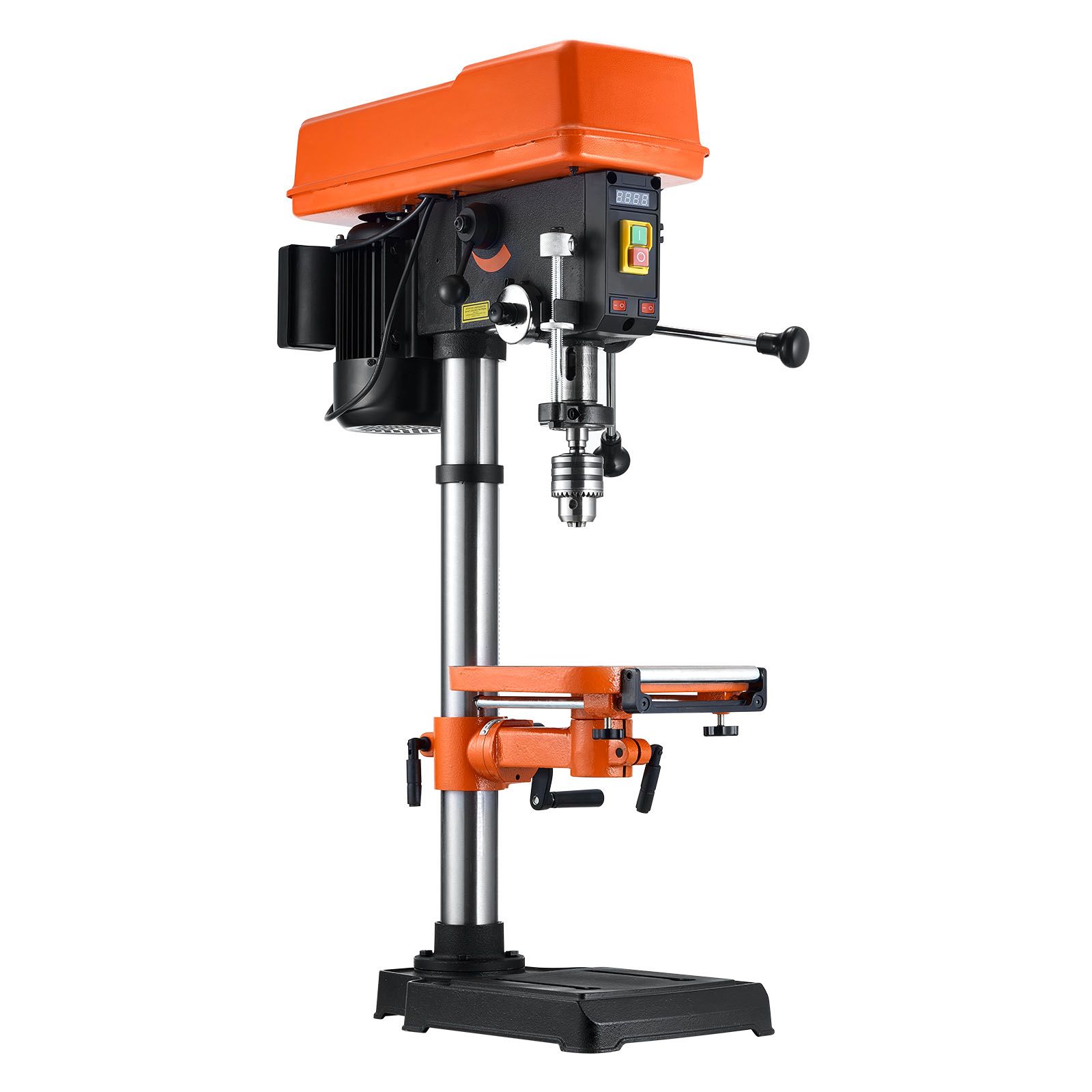 304,8 Mm Tischbohrmaschine, 750 W, Variable Drehzahl 340-2200 U/min, Neigbarer Tisch 0-45°, Led-beleuchtung, Röntgenpositionierung, Für Holz Und Metall.