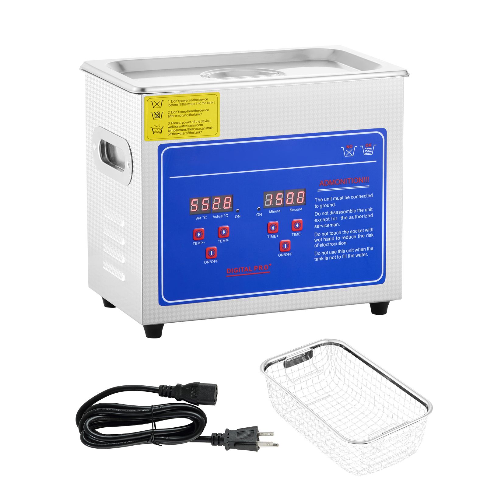 Professioneller Ultraschallreiniger 2,85 L Mit Digitalem Timer Und Heizfunktion, Edelstahl 40 Khz Für Schmuck, Brillen, Uhren.